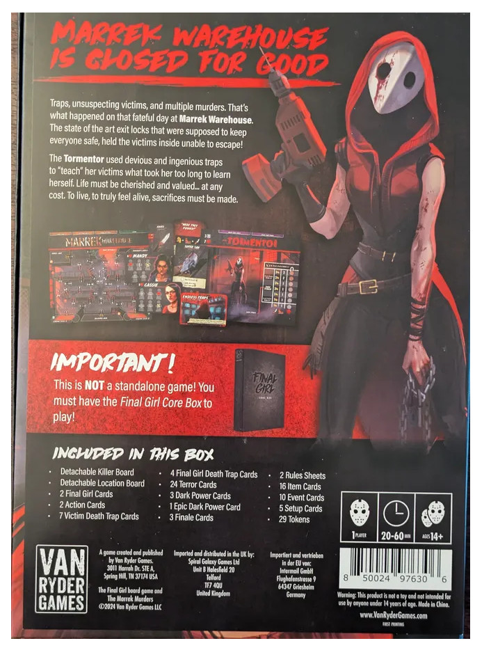 Final Girl: The Marrek Murders & Core Box Set. FG014 & FG000. Single Player Game