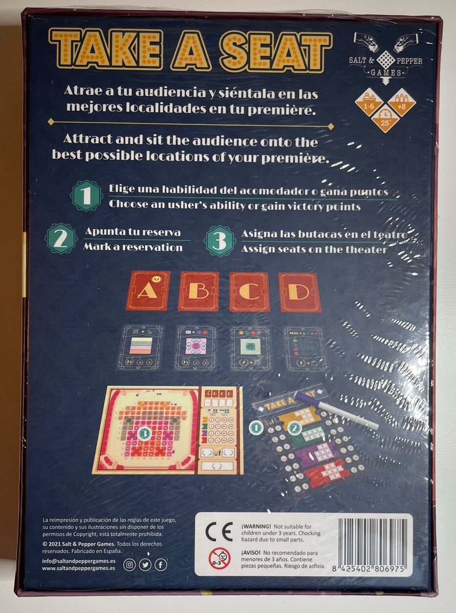 Take A Seat Board Game Salt & Pepper Games NIS
