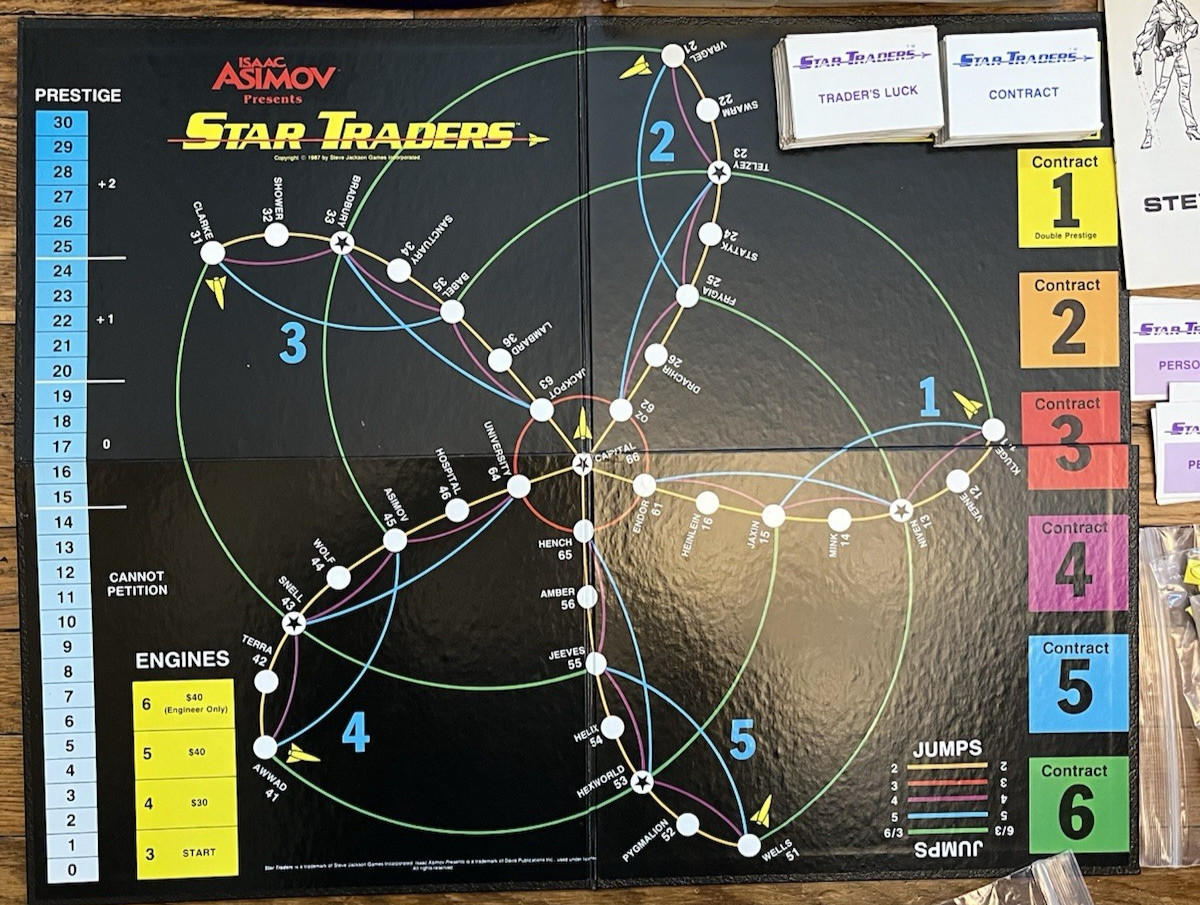 Star Traders Board Game – Isaac Asimov Steve Jackson Games 1987 99% Complete