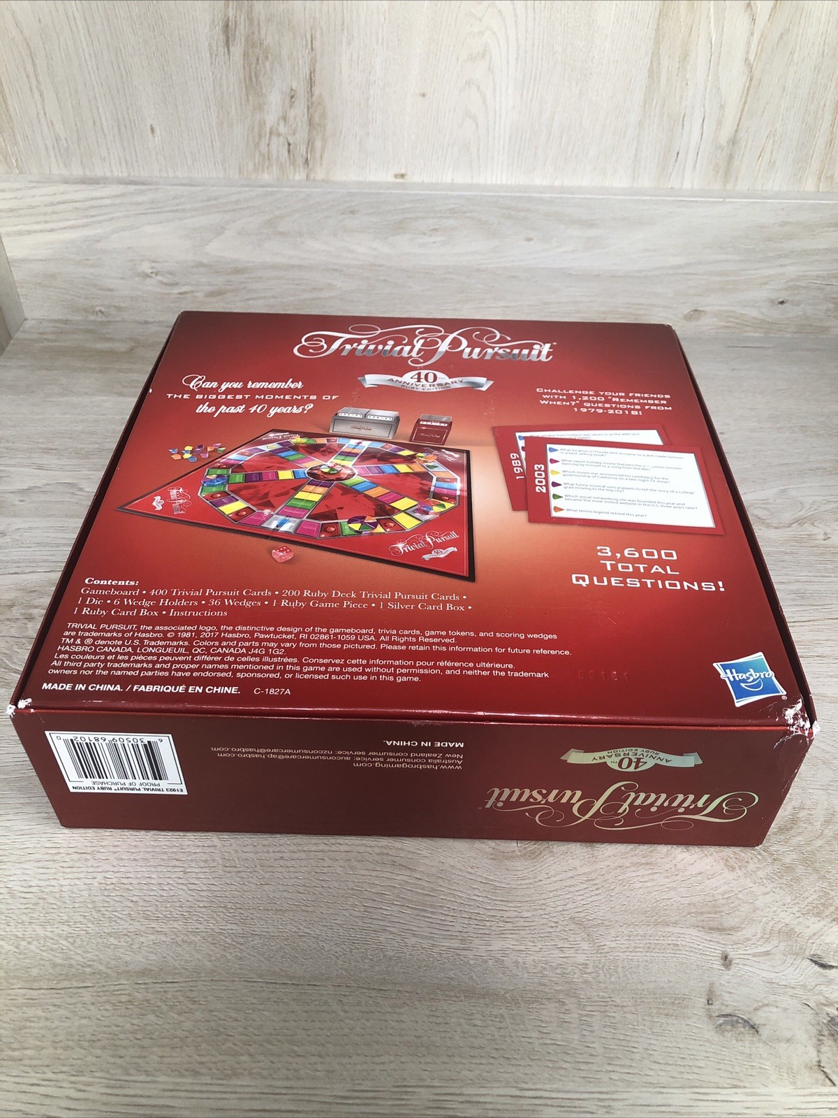 TRIVIAL PURSUIT 40th ANNIVERSARY Ruby Edition Board Game Hasbro 2018 COMPLETE!