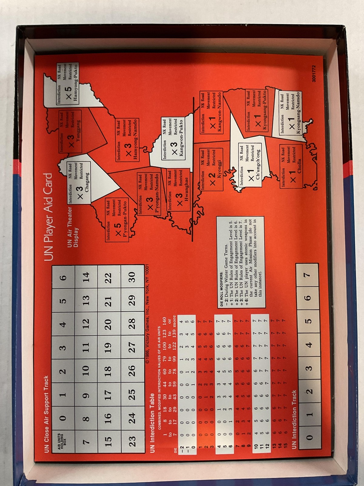 Vintage The Korean War Board Game 1986 Victory Games Inc. Unpunched