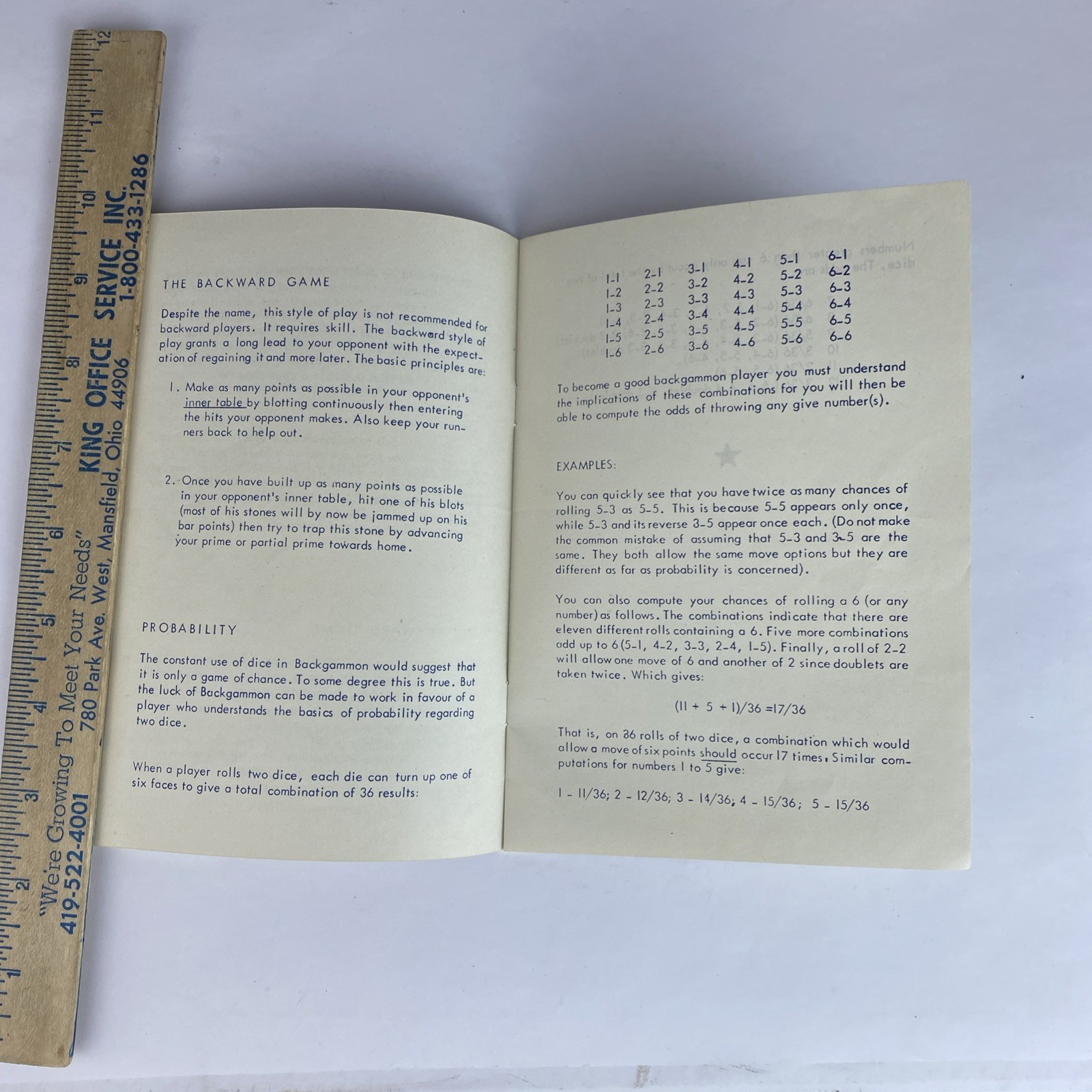 Vintage Backgammon Instruction Manual English French 7.5×5.5 1970s/80s