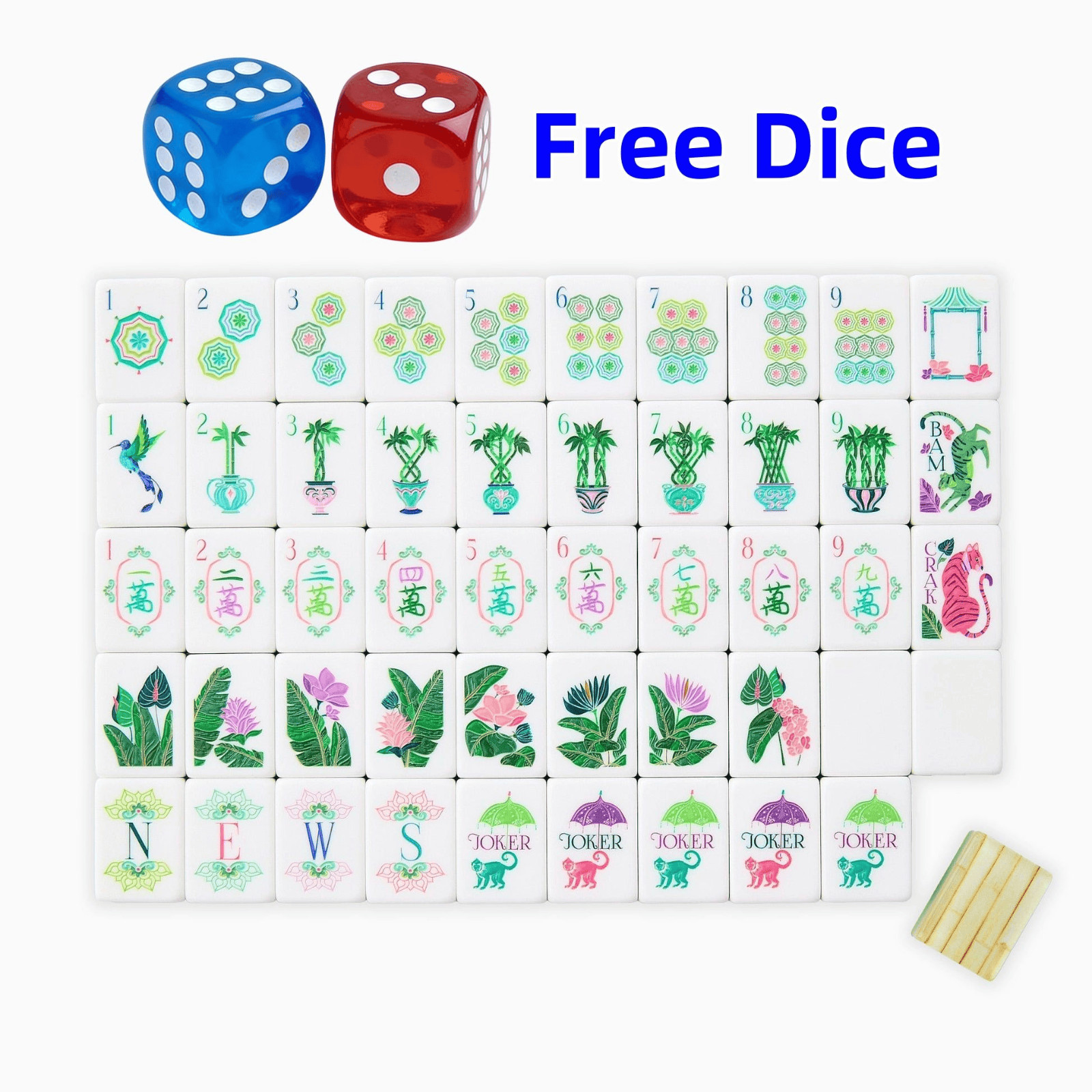 Engraved American Mahjong Tiles set ,160 4 layered Palm Tree Royale
