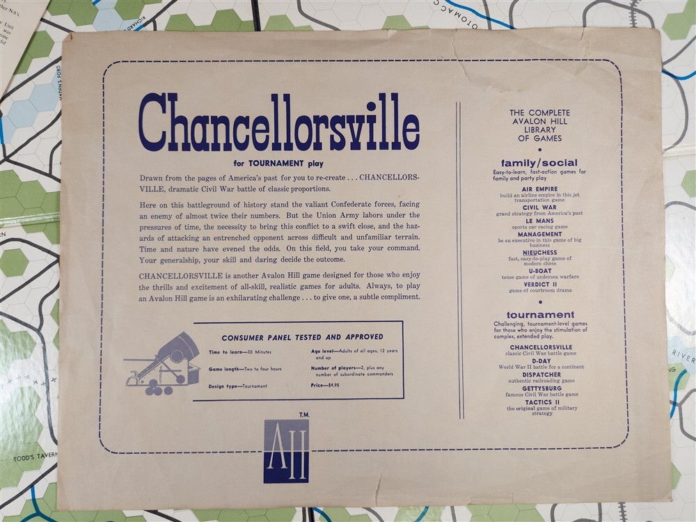 Chancellorsville America’s Civil War Battle Game ~ Avalon Hill 1961 VTG