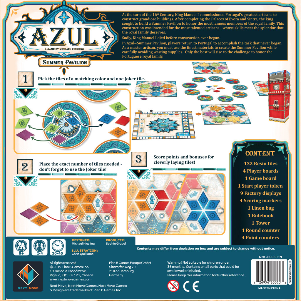 Summer Pavilion Azul Tile Board Game Next Move Games Plan B NM6050 Family