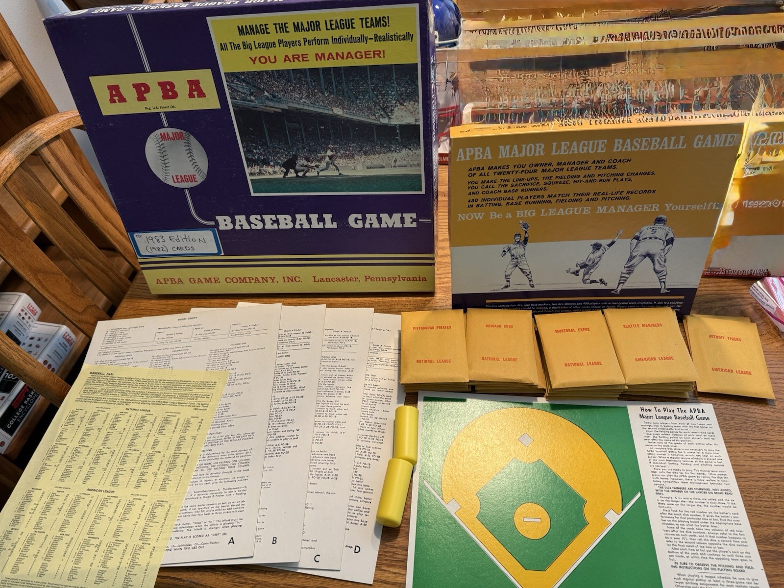 APBA Major League Baseball Board Game 1983 Partial Set