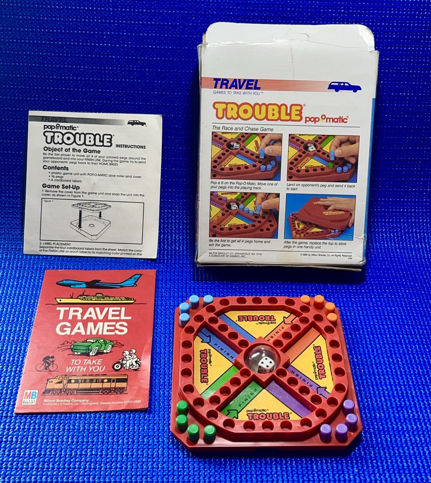 1986 Milton Bradley Pop-O-Matic Trouble Travel Game-Complete