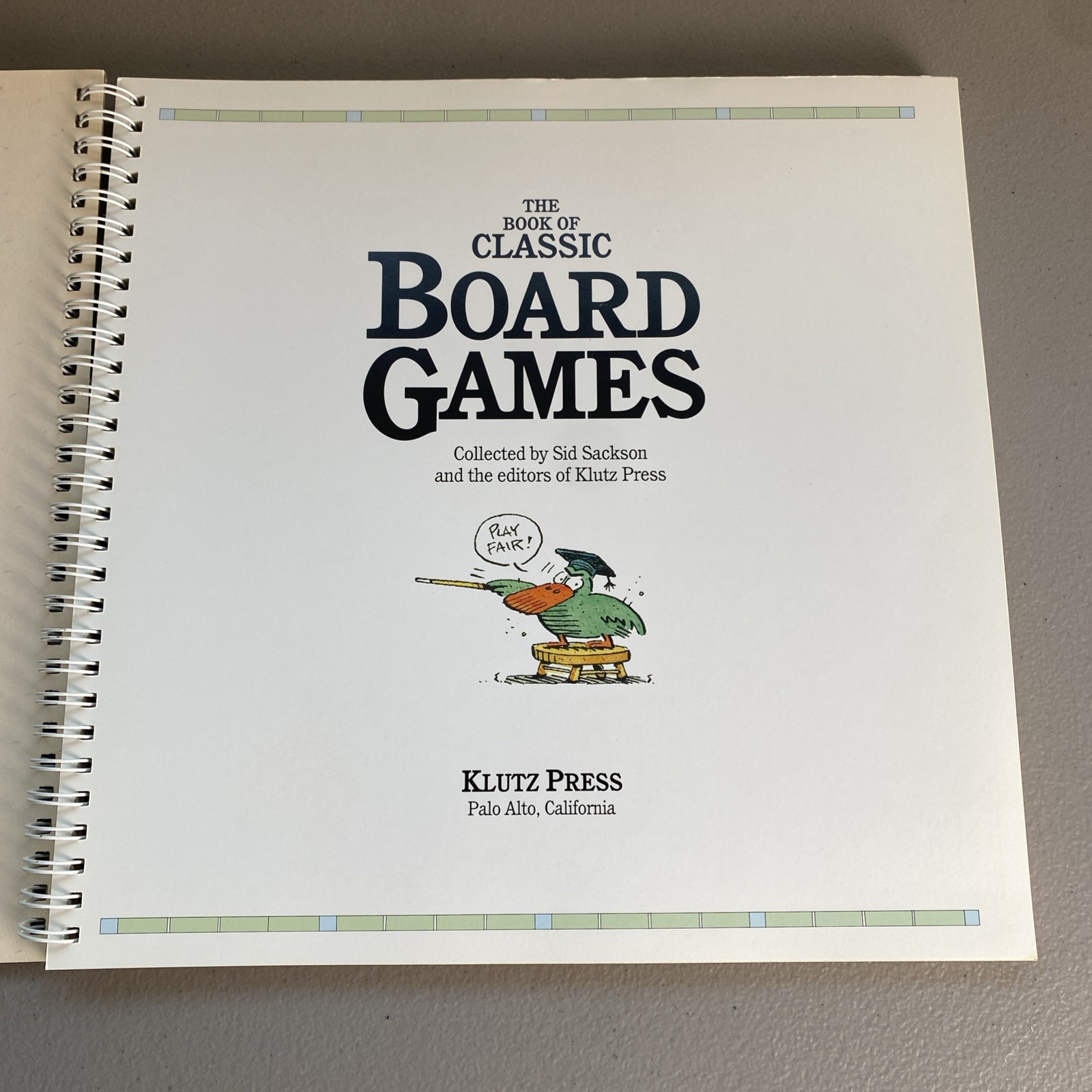 THE Book of Classic Board Games 1991 Vintage KLUTZ PRESS No Game Pieces