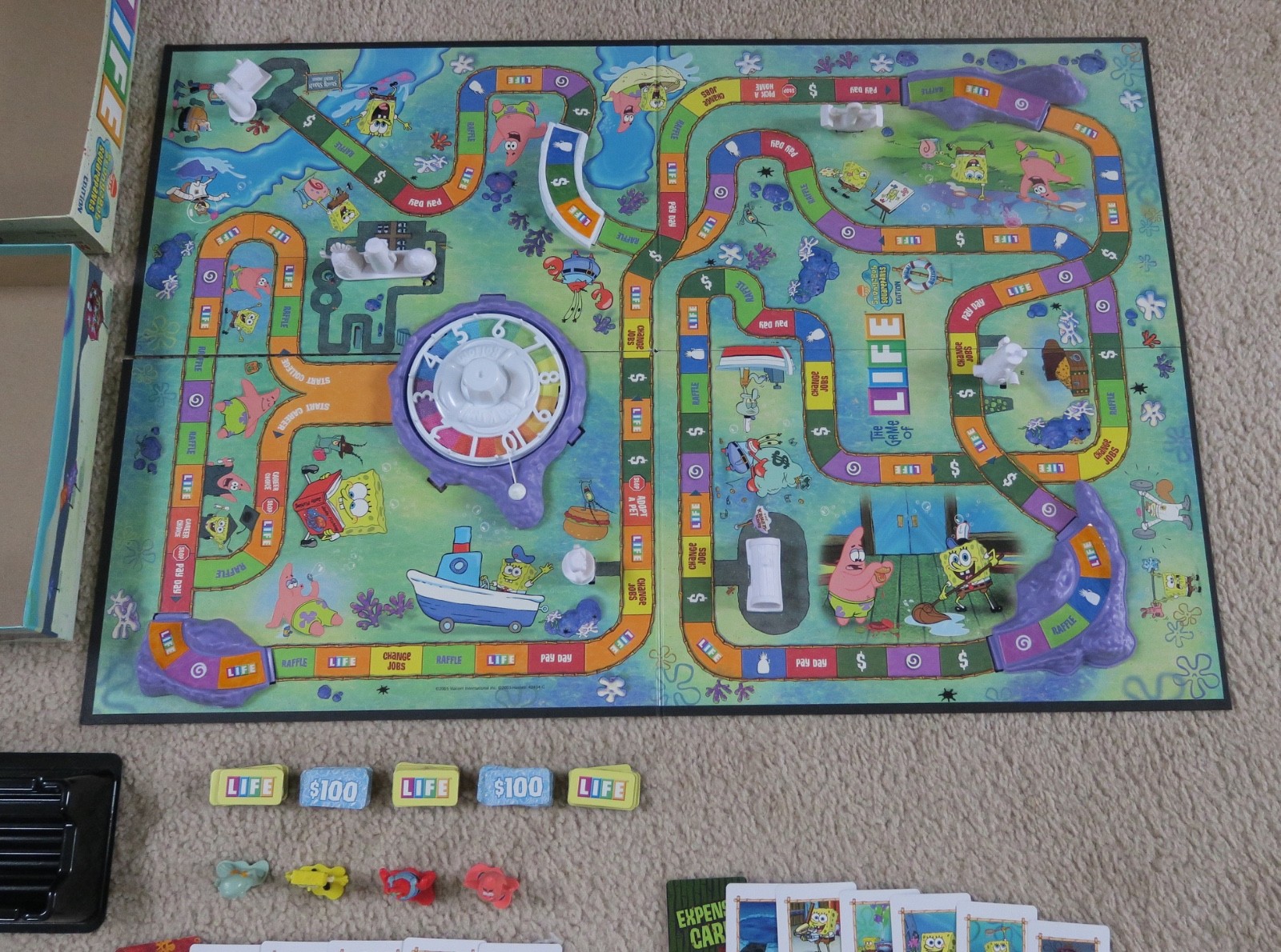 Hasbro The Game of Life Spongebob Squarepants Edition 100% Complete MB 2005