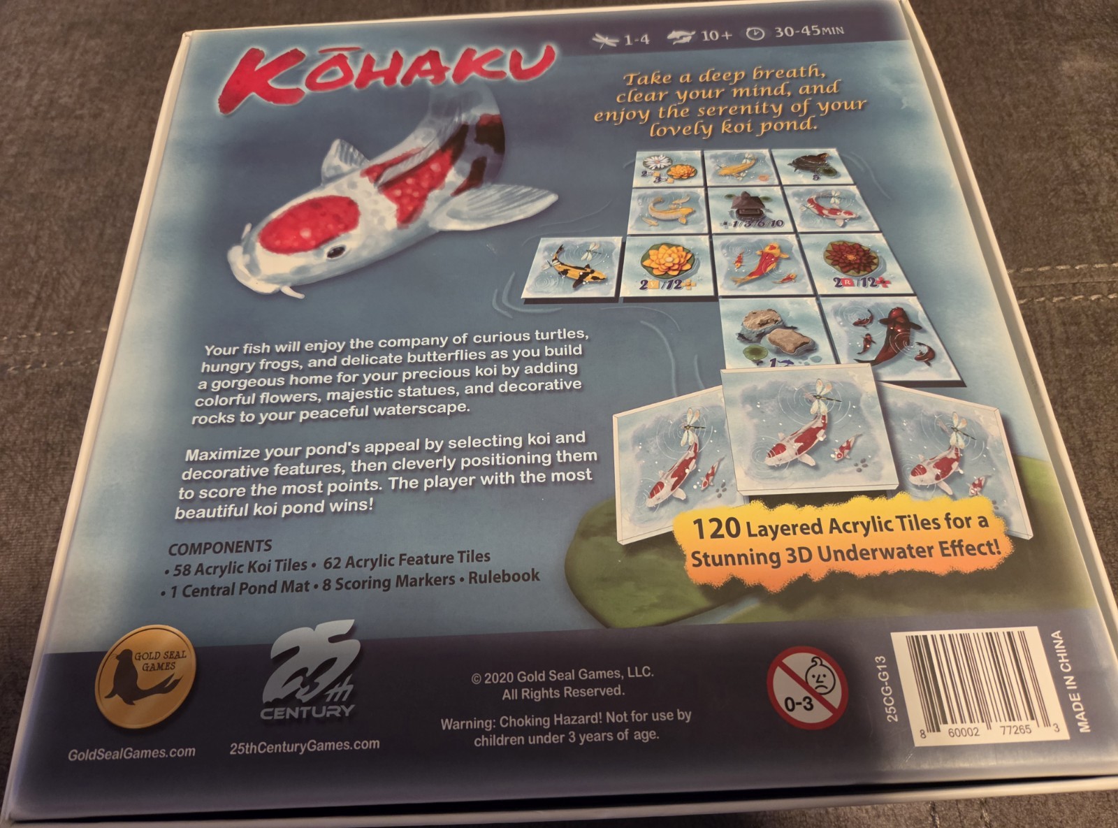 Kohaku board game, Neoprene Mat, And Acrylic Tiles! Rare 1st edition!