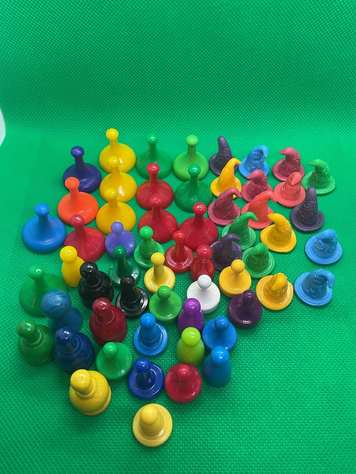 Board Game Pawns, Meeples & Wizard Hat Tokens Lot Assorted Multicolor 58 pieces