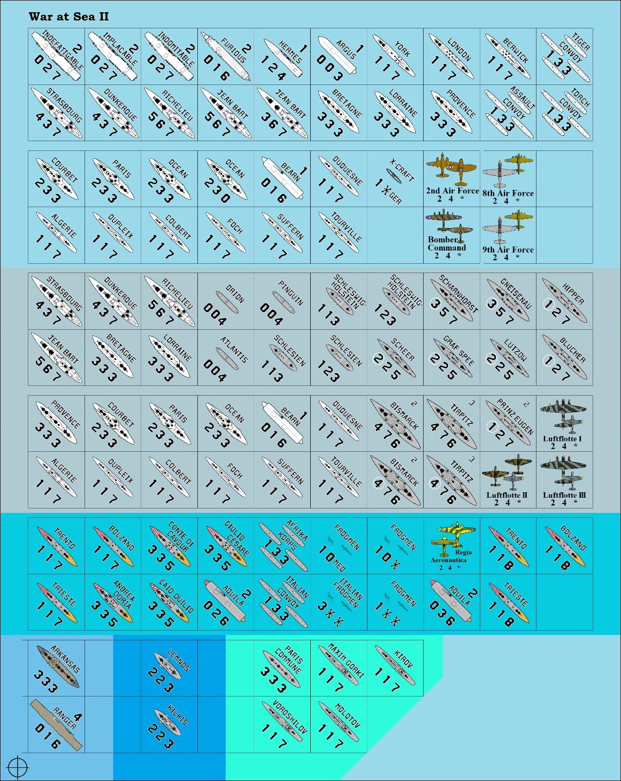 Plan View Counters for War at Sea II and War at Sea 2