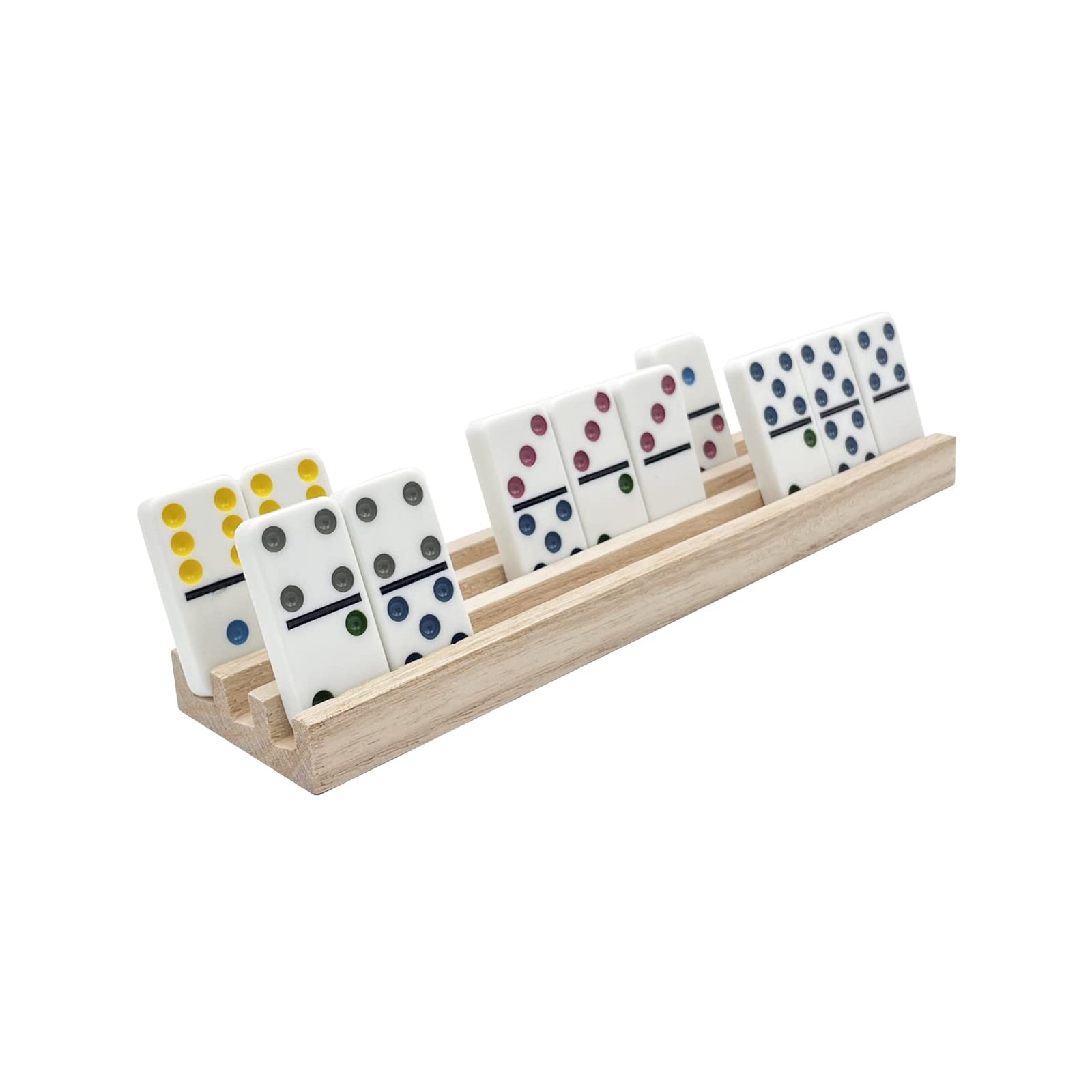 Domino Racks for Mexican Train Dominoes – Wooden Domino Holders Set of 4