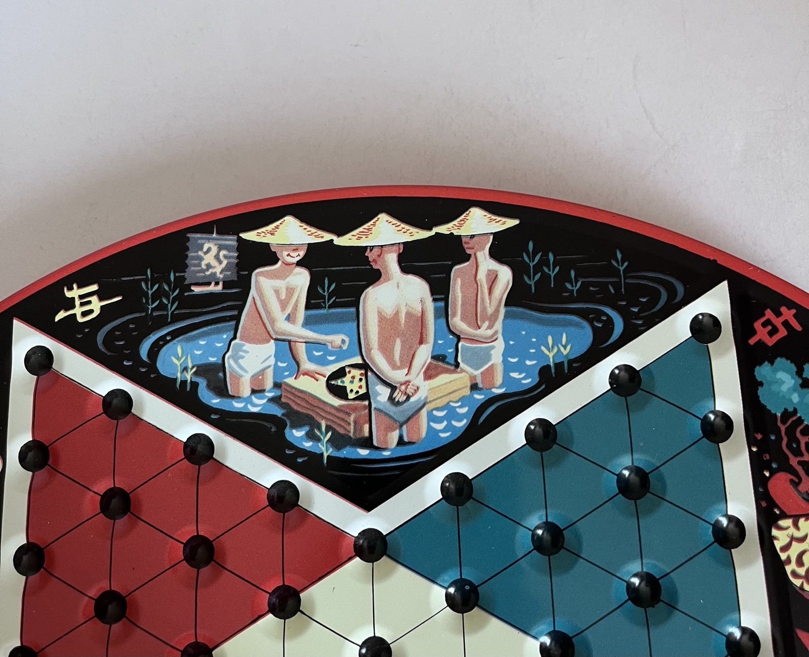 Vintage Chinese Checkers Pixie Game by Steven St Louis Box w/Colorful Marbles