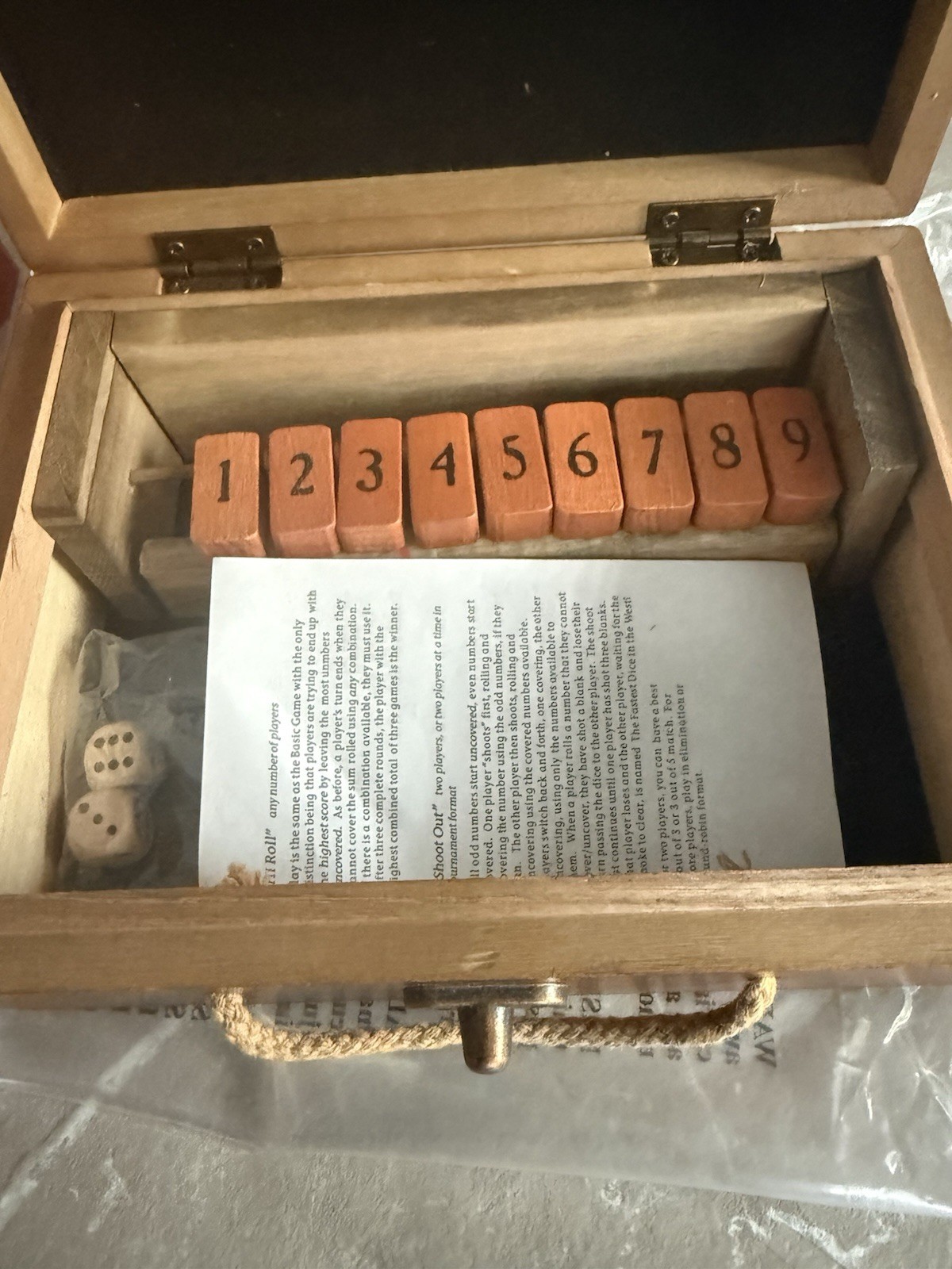 Tomokazu Shut The Box Dice Game Wooden Case, Antique Theme, 2+ Players, 8+