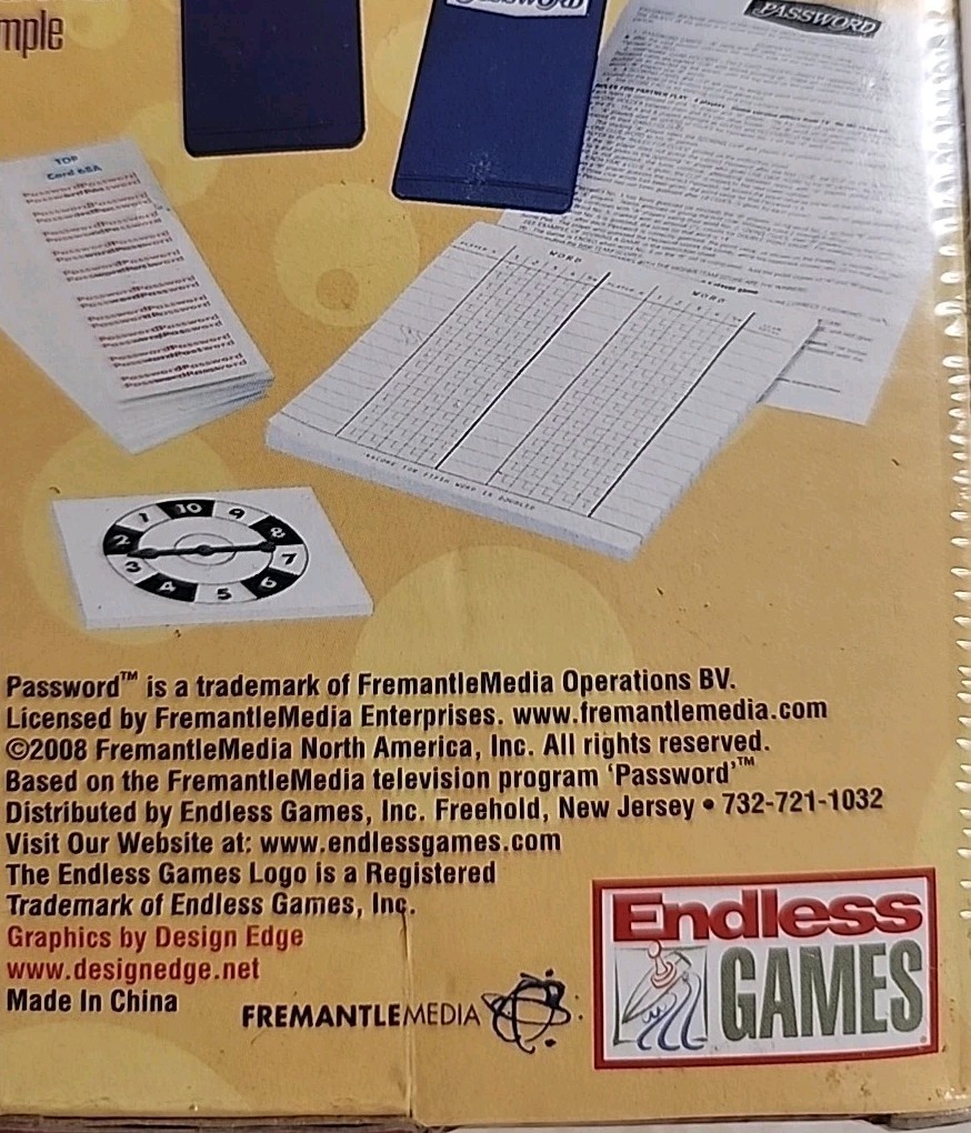 PASSWORD Endless Games 2008 Quick Picks 5th Edition — New in Box
