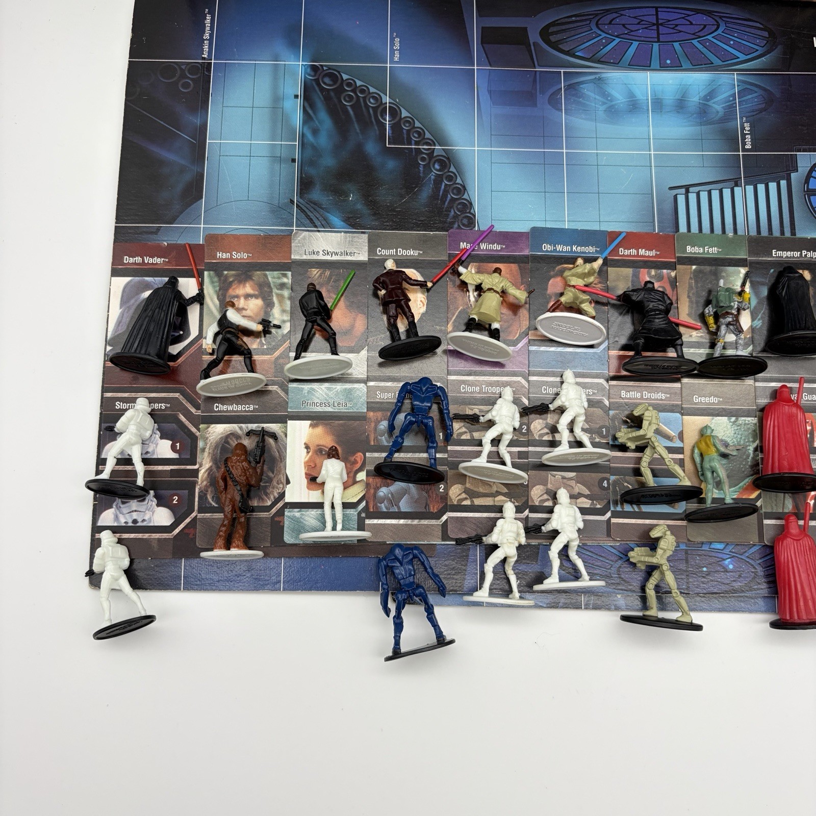 Star Wars Epic Duels Board Game 2002 w/ Figures 370/372 Cards Read