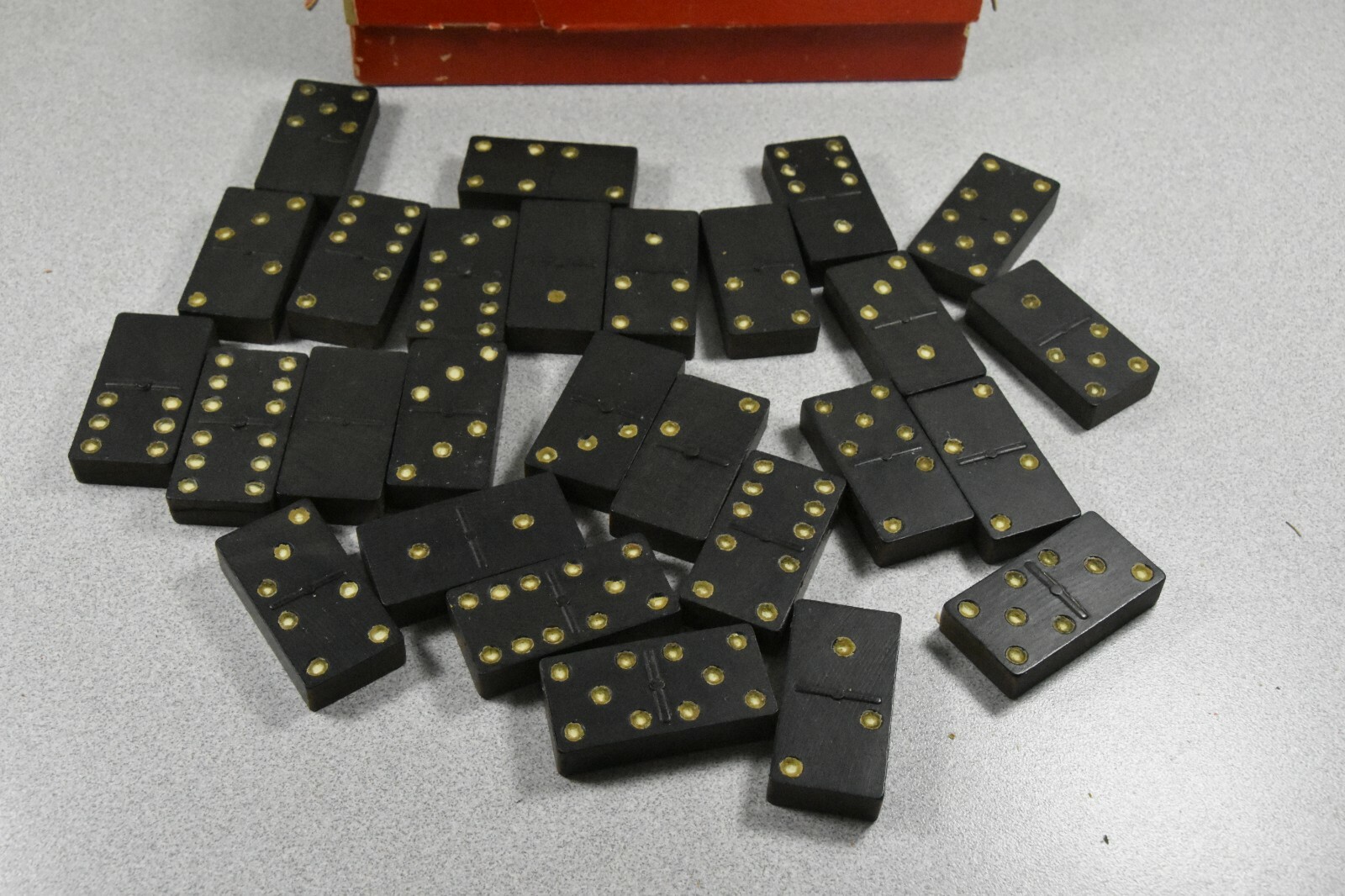 Vintage Patriotic USA Flag Embossed Dominos Game in Original Box – Incomplete 20