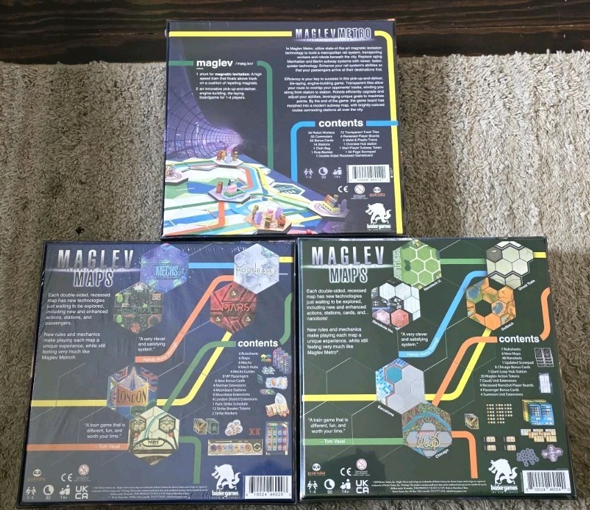 Maglev Metro + Maps Volume 1 & Volume 2 Kickstarter by Bezier Games NEW