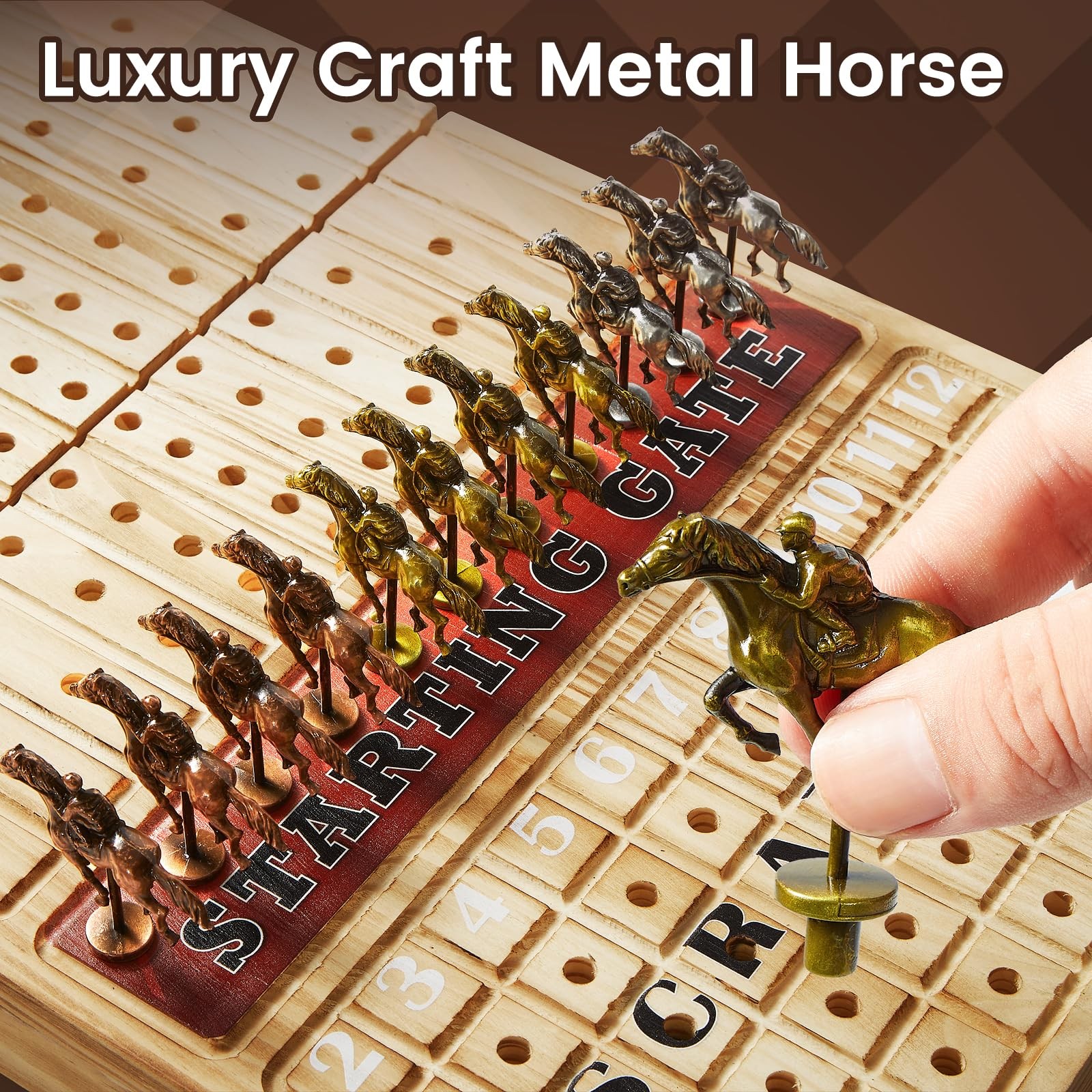Horse Racing Board Game with 11 Luxury Metal Horses, Horse Race Board Games H…