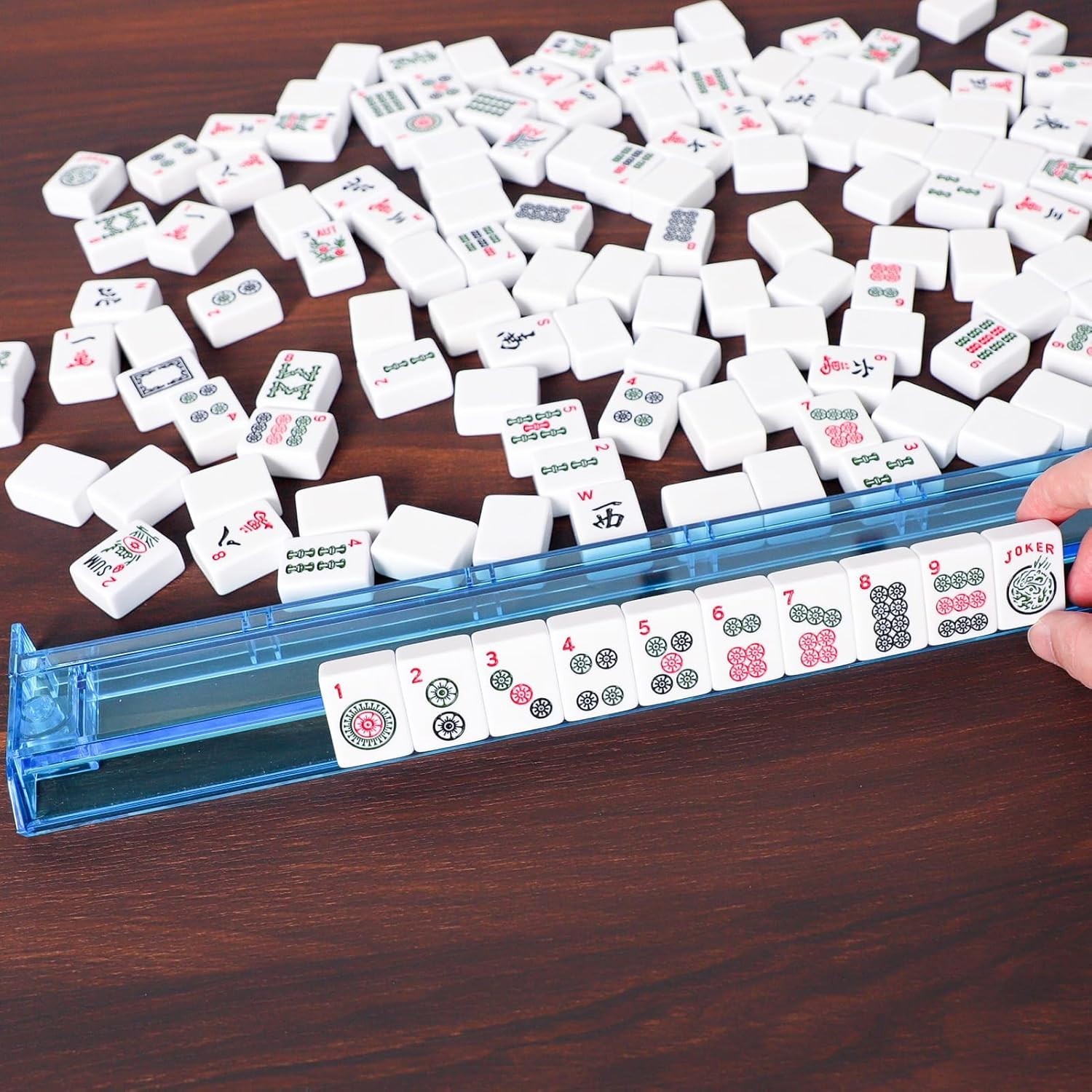 Complete Mahjong Set for Adults with 166 Tiles, Racks, and Accessories Included