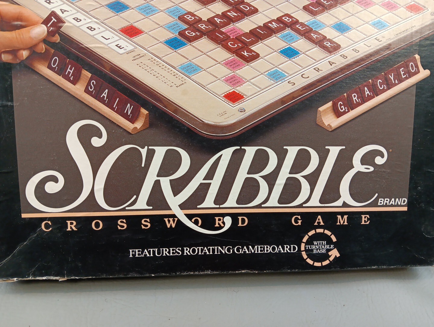 Scrabble Deluxe Edition 1989 Rotating Turntable COMPLETE #4034 Mahogany Tiles