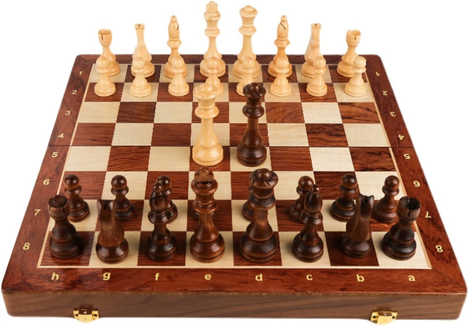 Walnut Chess Set 15” x 15” with Felted Game Board Interior for Storage Ches…