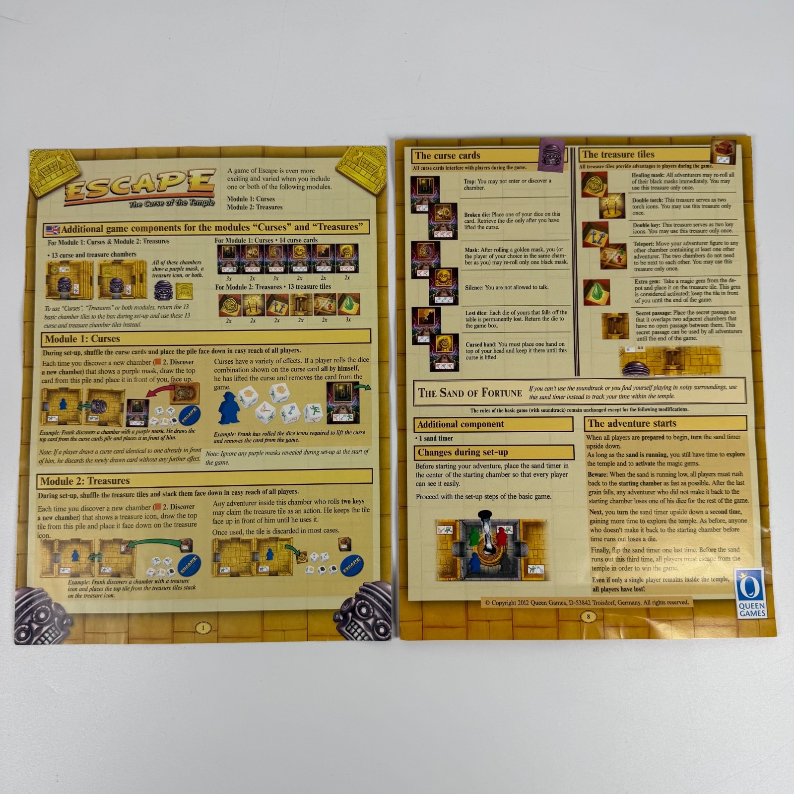 The Curse of the Temple Queen Games Incomplete Missing Dice & Timer