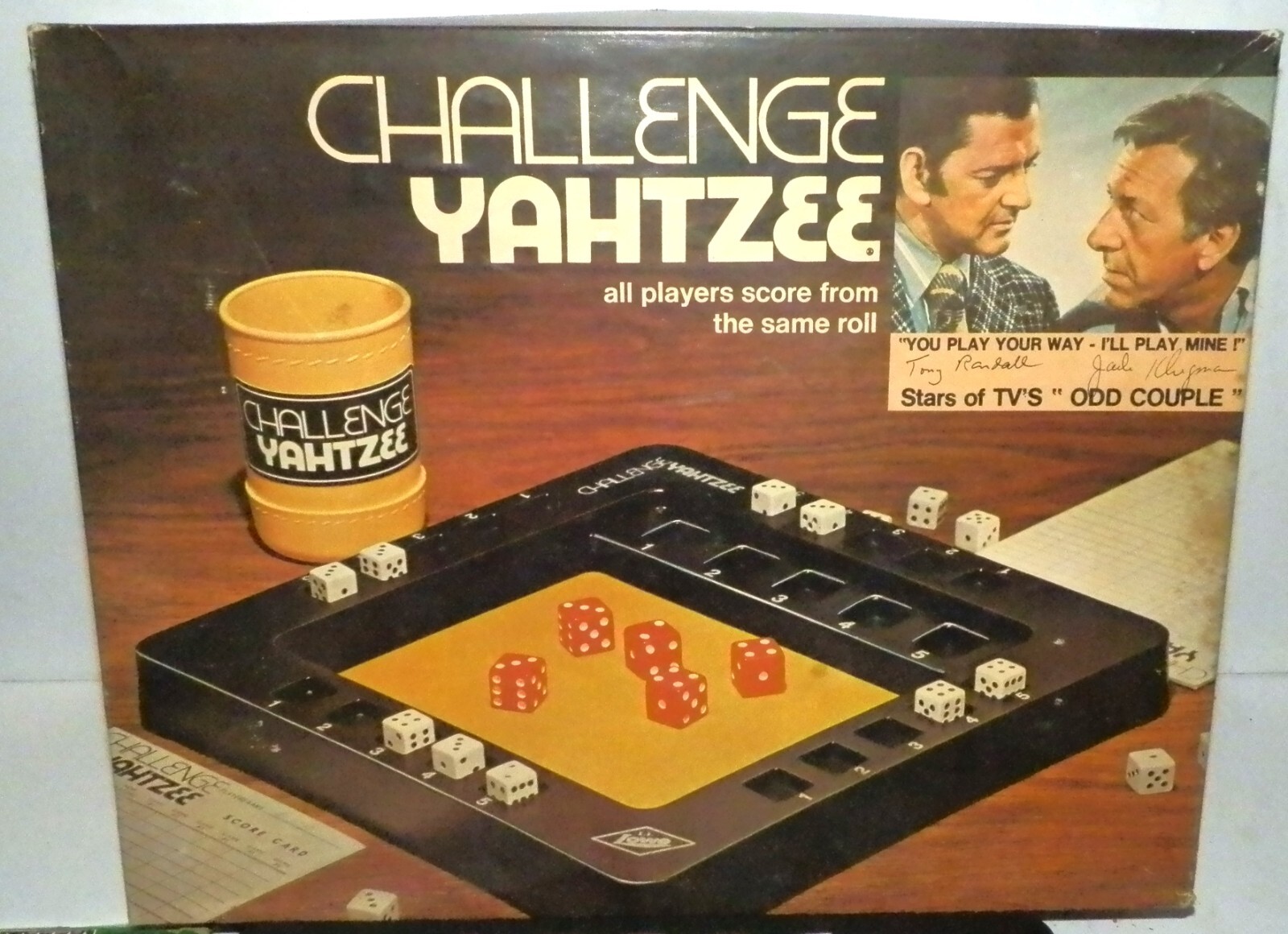 1974 Challenge Yahtzee Odd Couple Game Tony Randall Jack Klugman plus Kismet