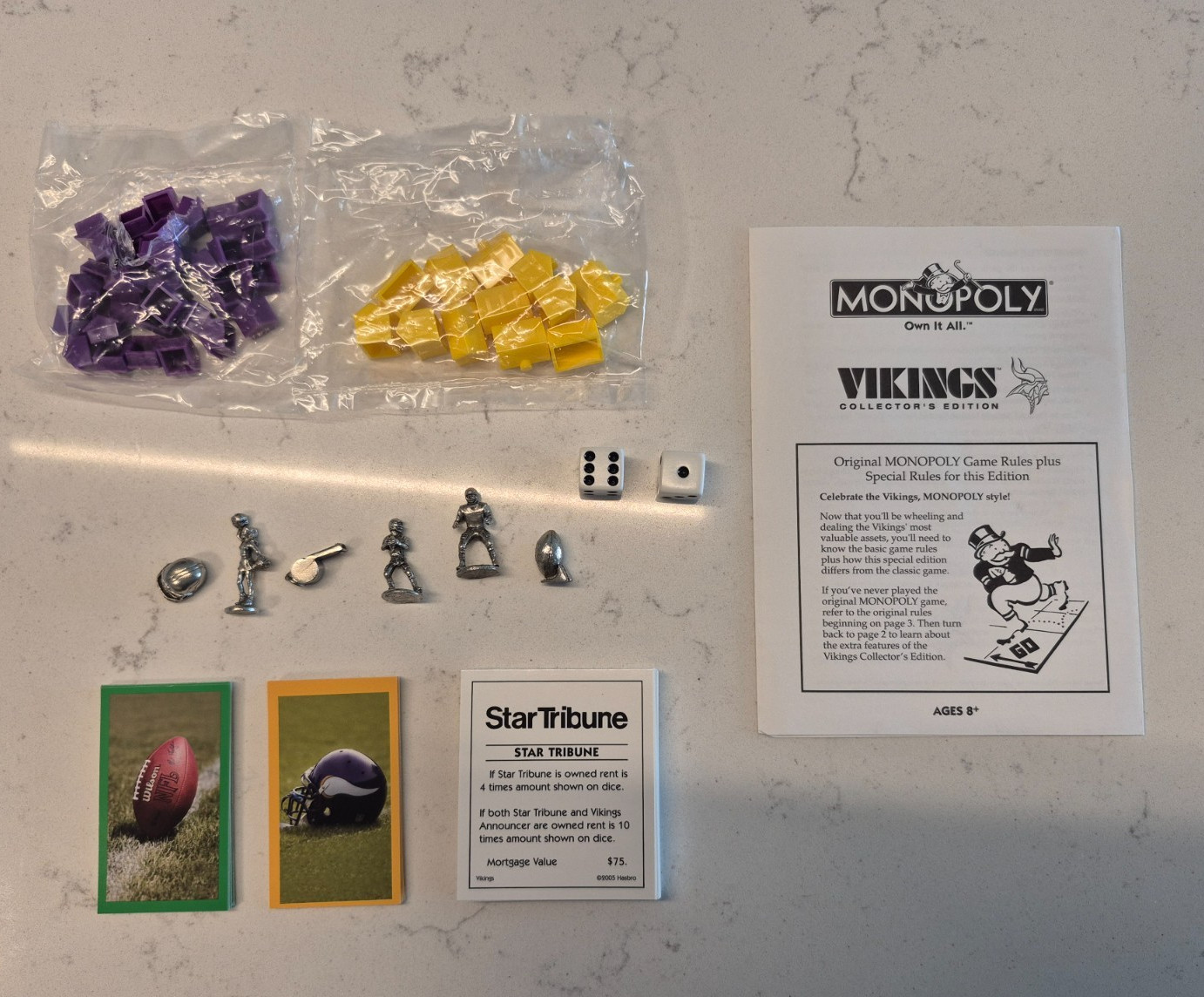 Monopoly Minnesota Vikings Collector’s Edition COMPLETE 2005 NFL Football
