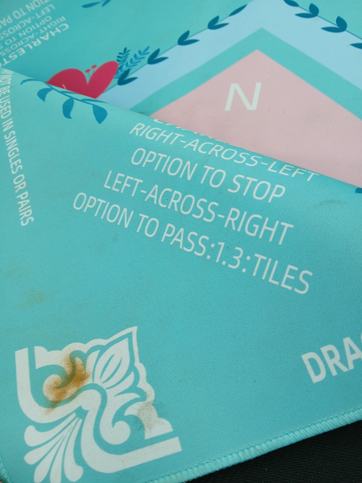 Mahjong Game Table Mat Accessory 31×31 Square Turquoise Pink Charleston Tile