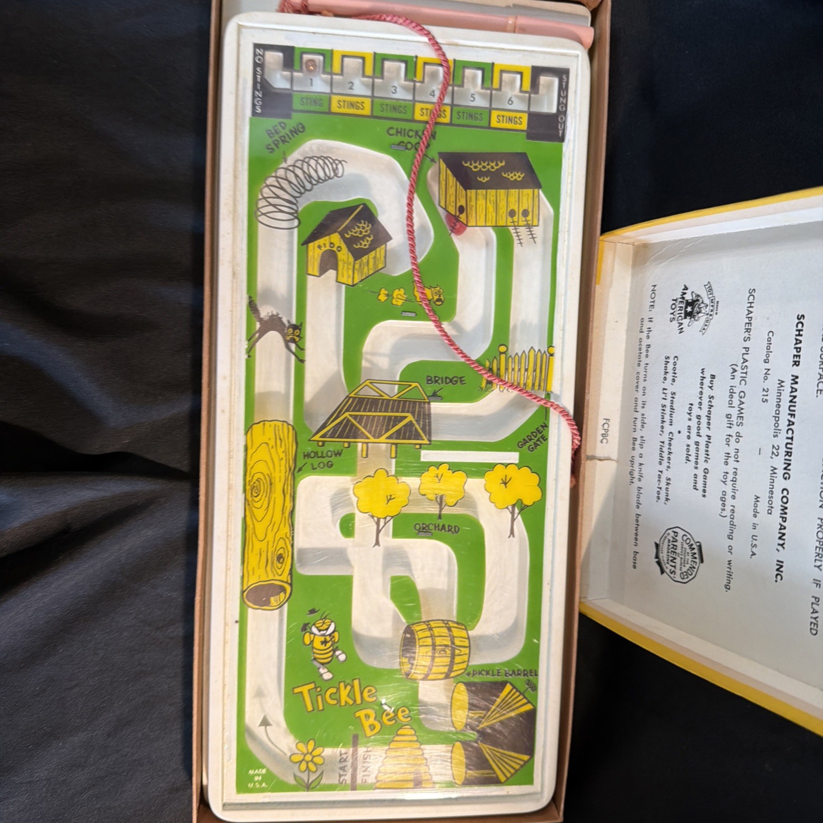 Vintage 1956 Tickle Bee Game Magnetic Maze by Schaper Toys – Complete