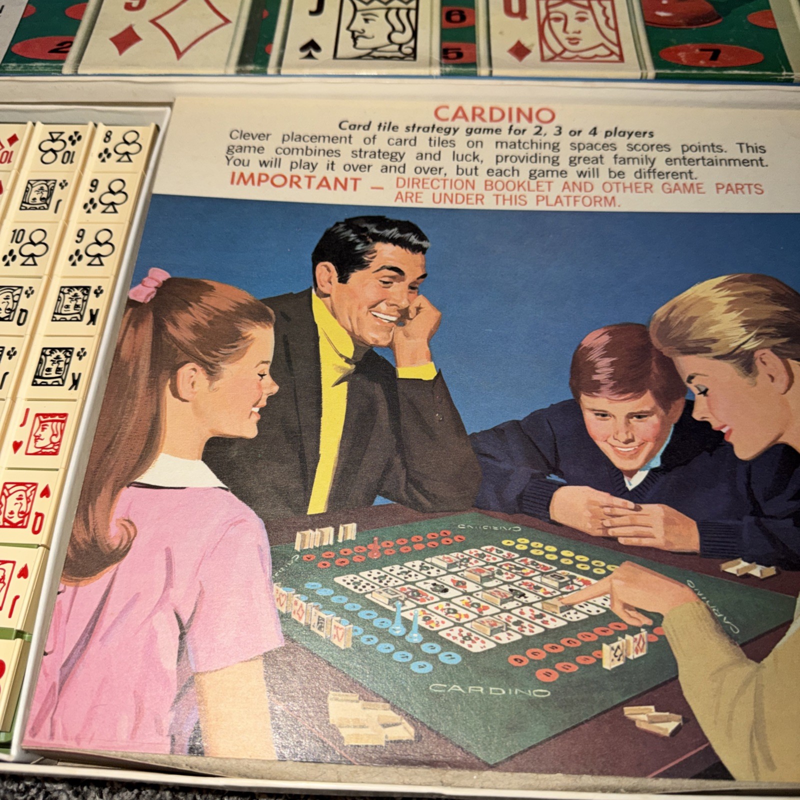 Vintage 1970 Milton Bradley CARDINO Exciting Card Tile Strategy Game! COMPLETE!