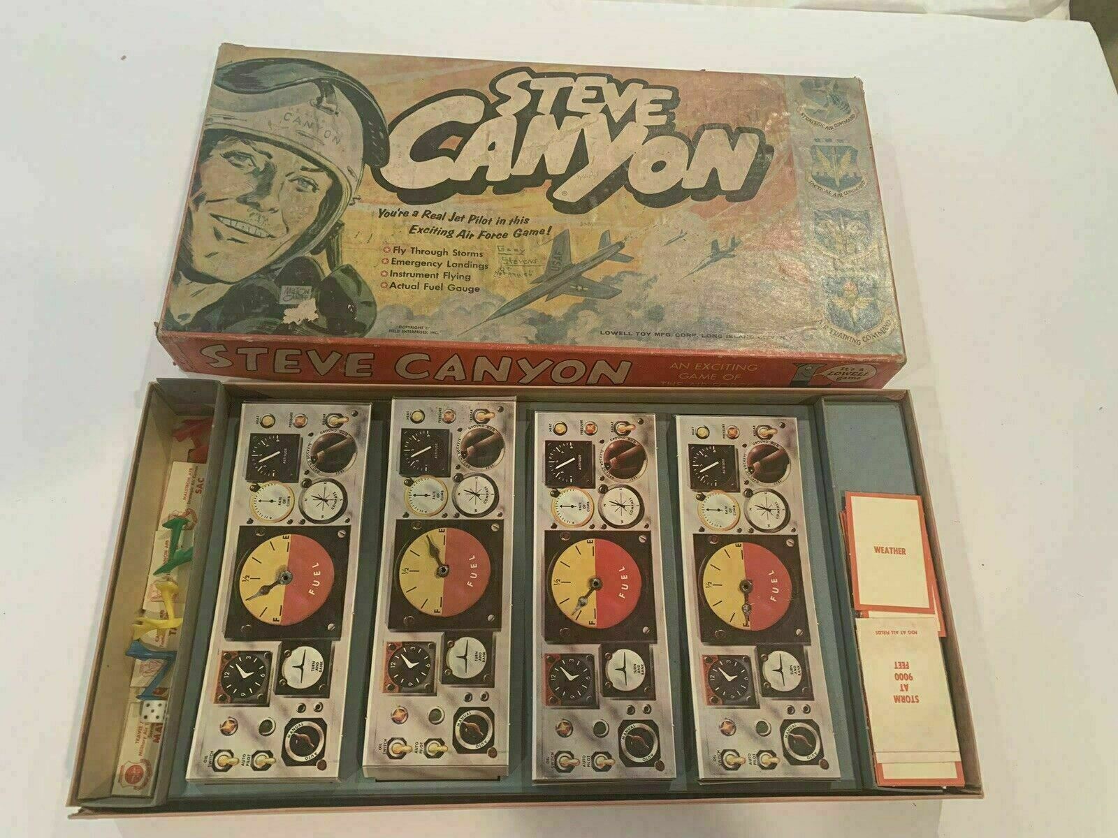 2 Vintage Steve Canyon Board Game Incomplete 1959 Lowell Toy MFG.