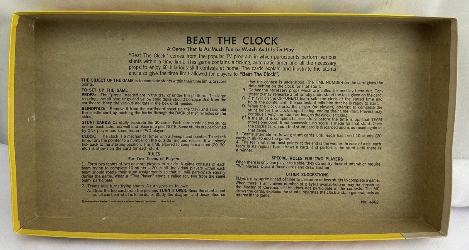 1969 Beat the Clock Game by Milton Bradley Complete in Great Condition FREE SHIP
