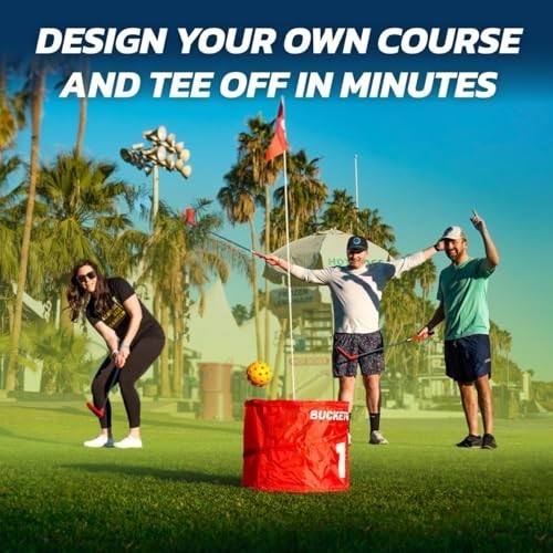 Bucketgolf 6-Hole Backyard Golf Game with 4 Clubs for All Ages