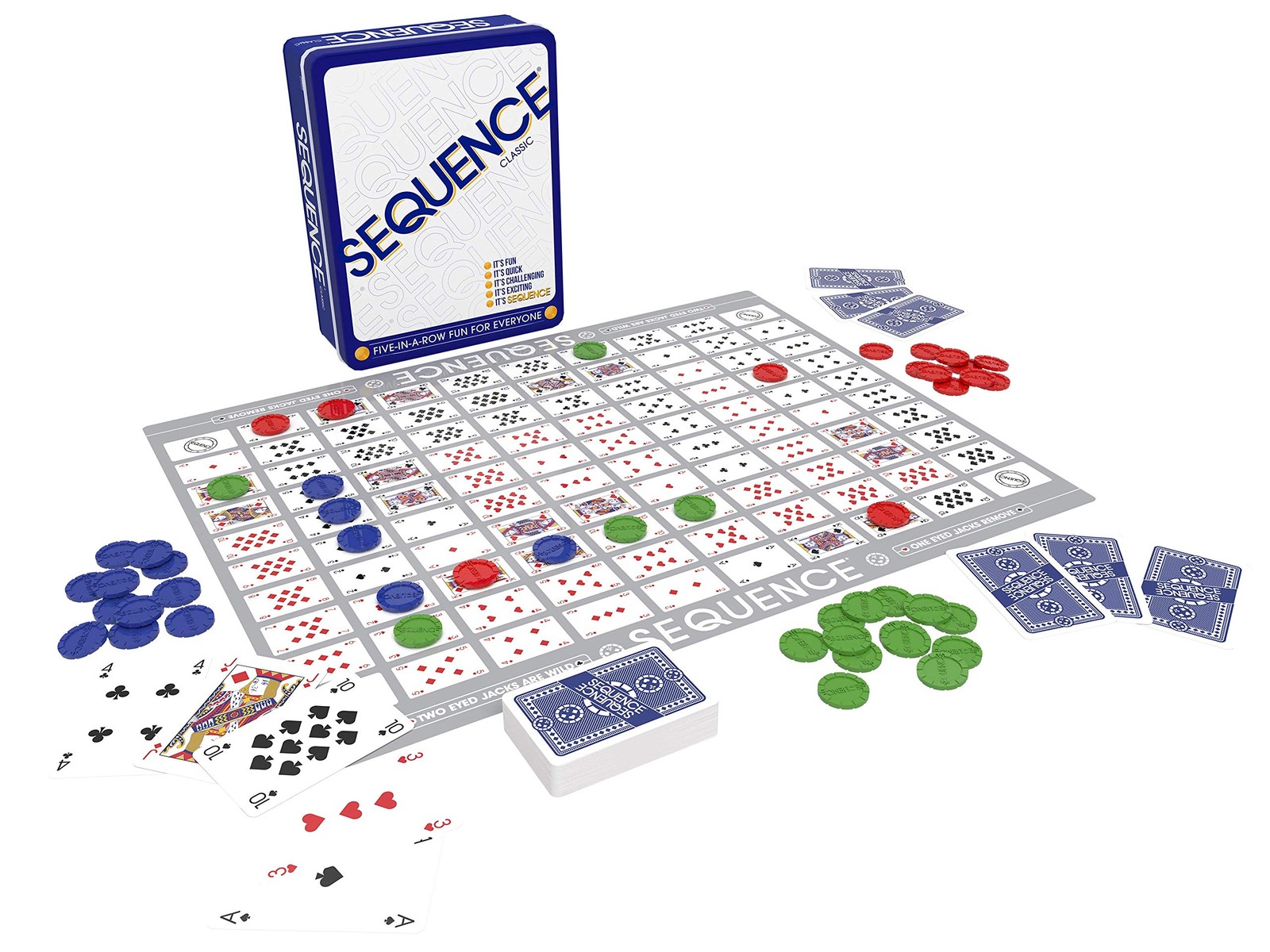 Sequence Board Game for 2 to 12 Players Strategy Game in Tin Ages 7 and Up