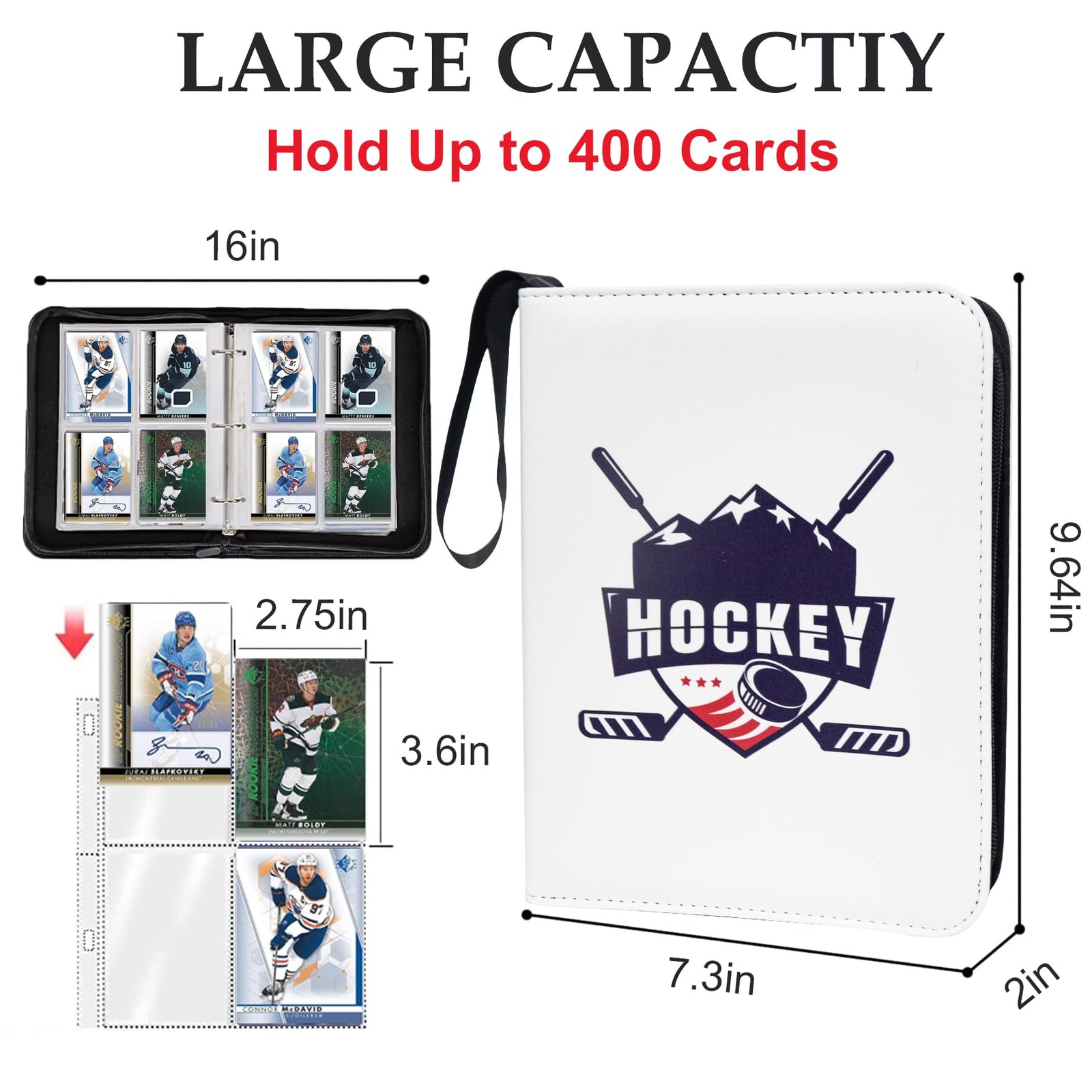 400 Pockets Hockey Card Binder for Trading 4 Pocket, Hockey-400 Cards