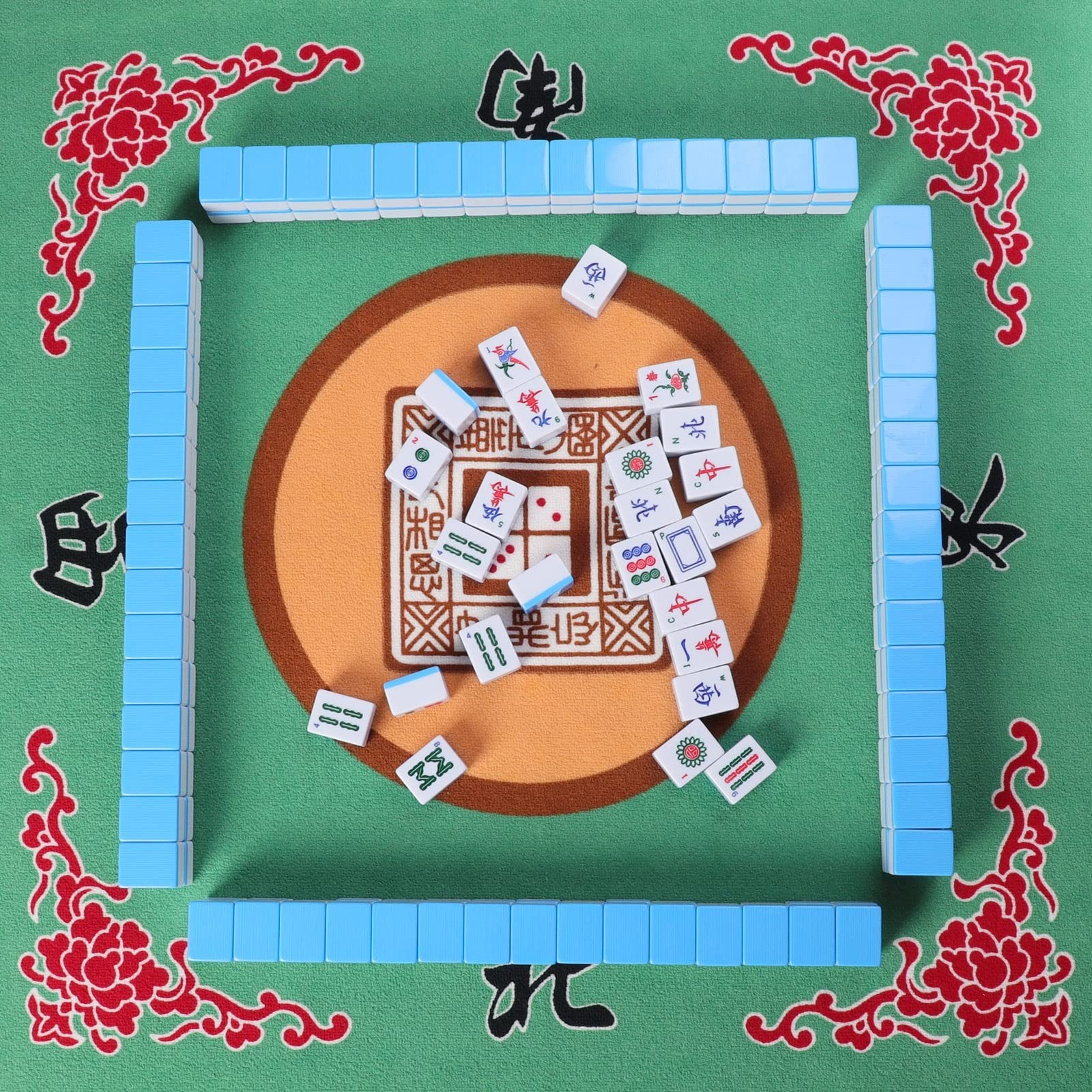 Chinese Mahjong Set, Mahjong Game Set with 146 Numbered Large Tiles (1.5″, Bl…