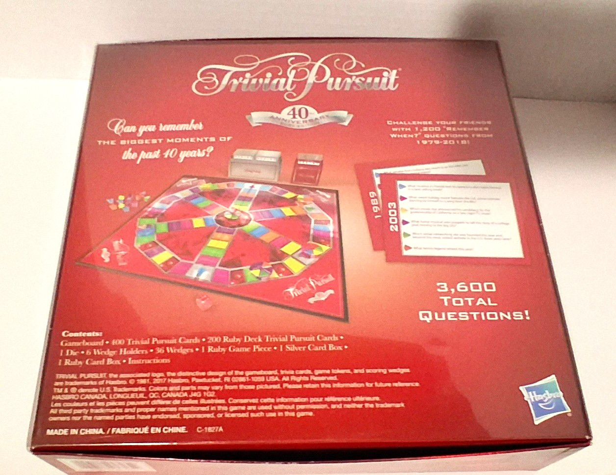 Trivial Pursuit 40th Anniversary Ruby Edition. Open Box. Never Played.