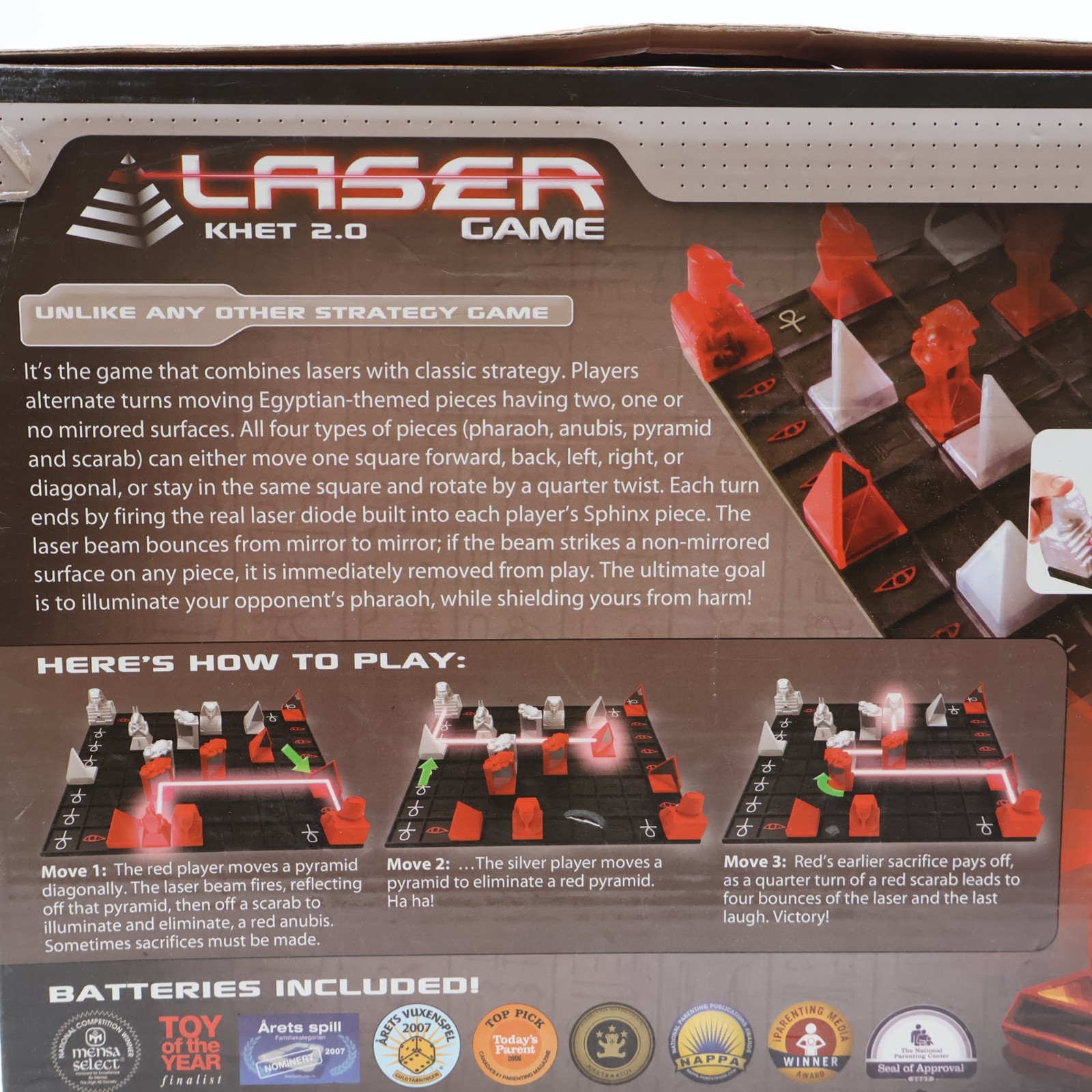 Laser Khet 2.0 Board Game Strategy Mensa 100% Complete Tested with New Batteries