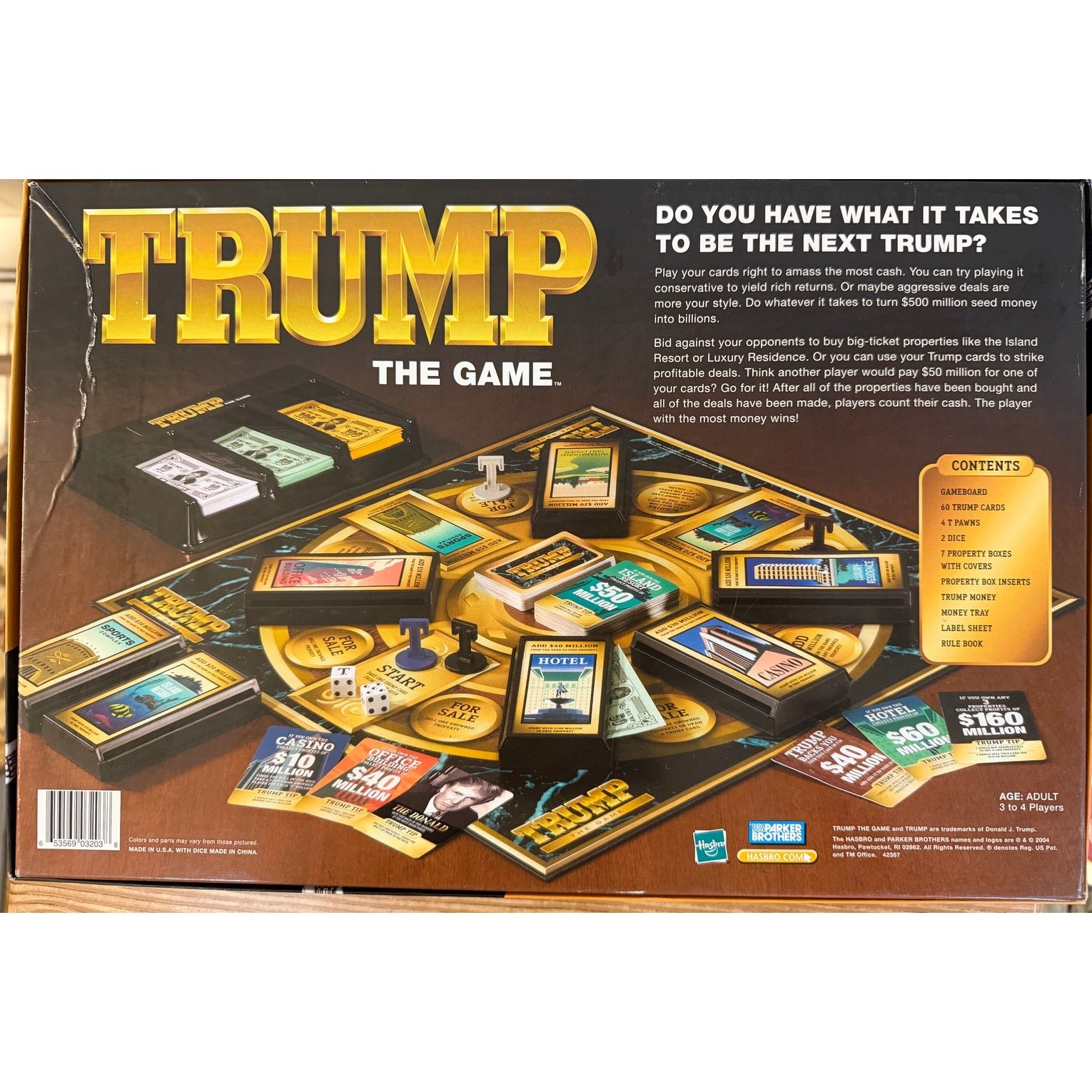 Trump The Game Parker Brothers 2004 Complete Adult Board Game Hasbro Rare