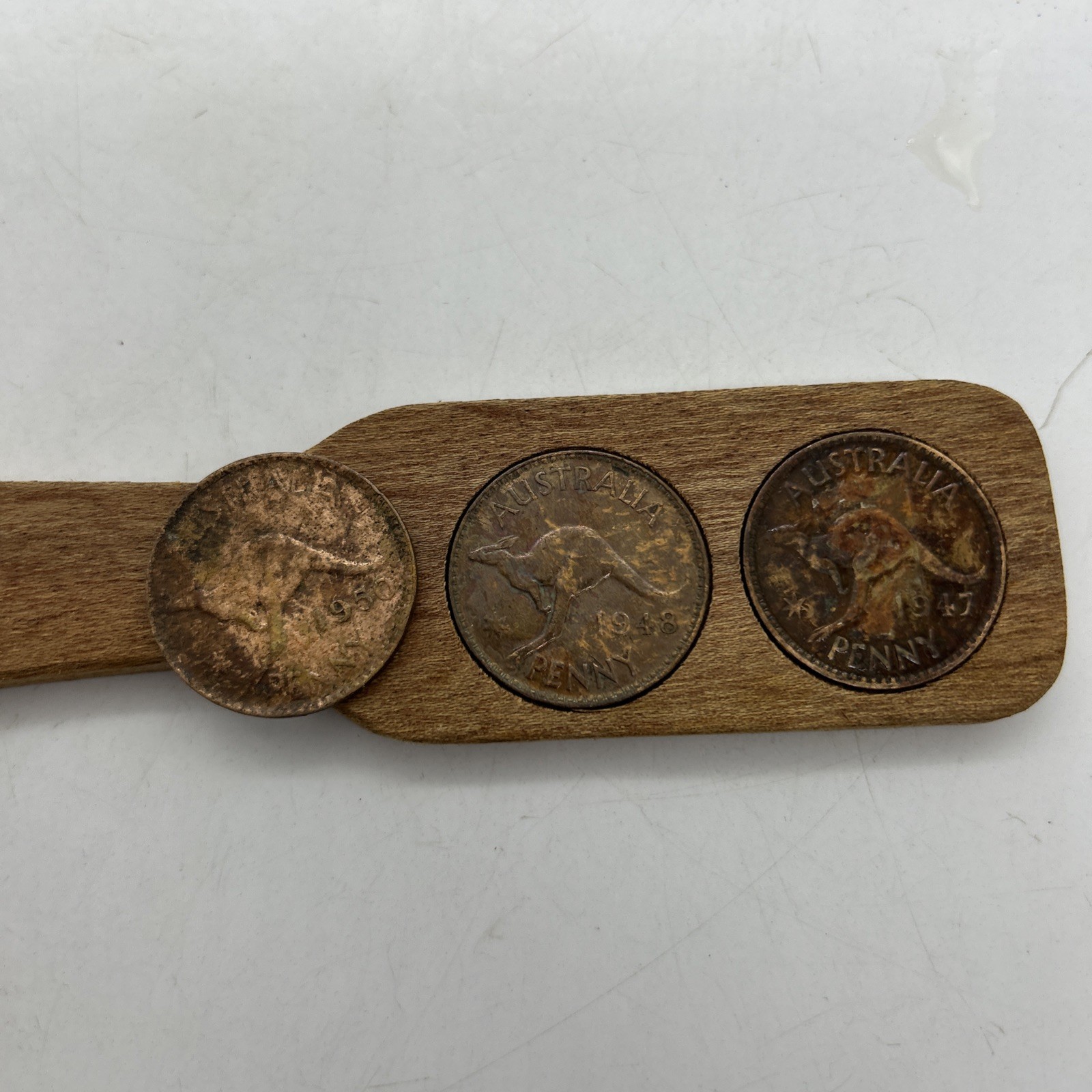 Vintage Two Up Wooden Game Coins Australia Penny King George Fair Dinkum