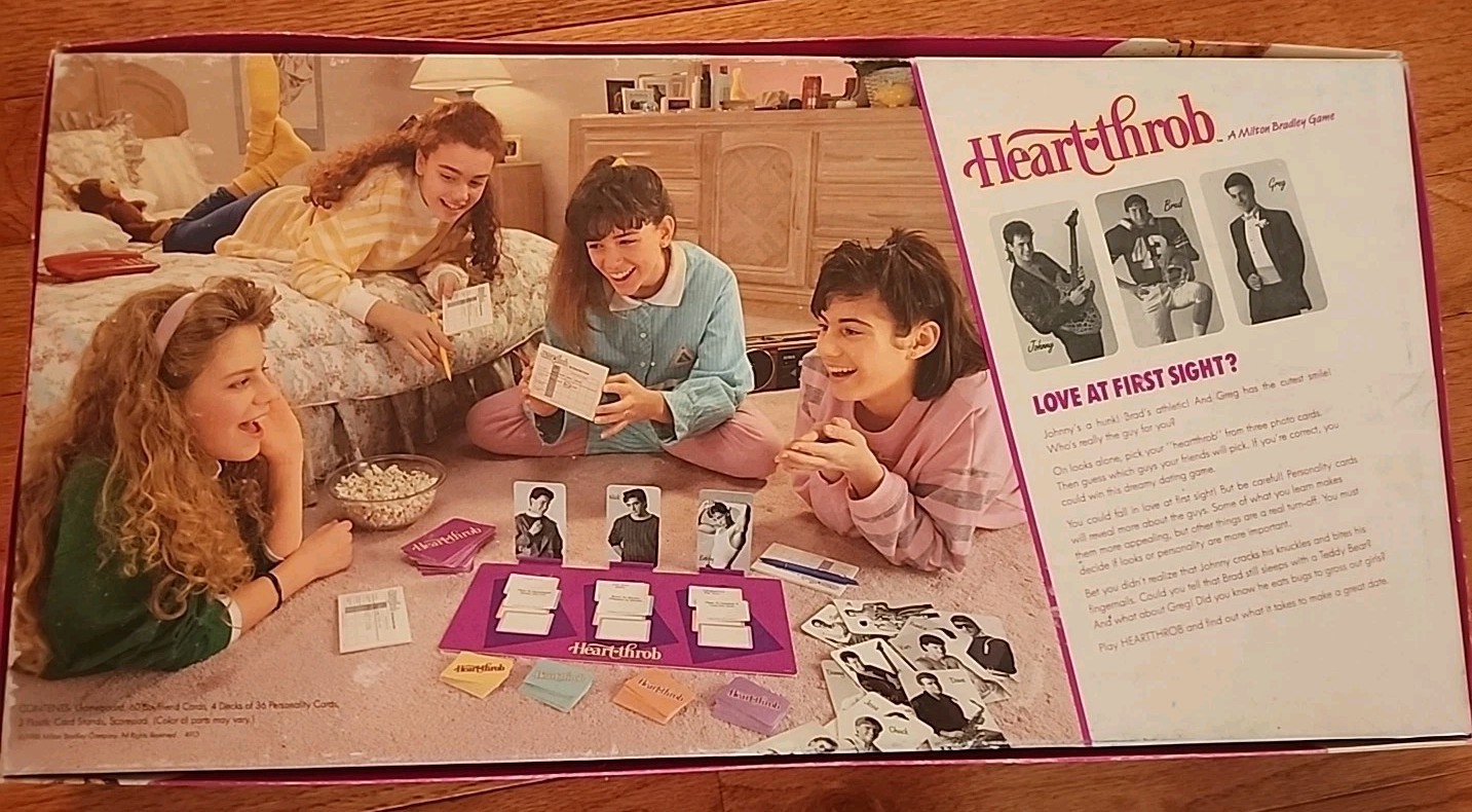 Vintage 1988 Milton Bradley Heartthrob The Dream Date Board Game Heart Throb
