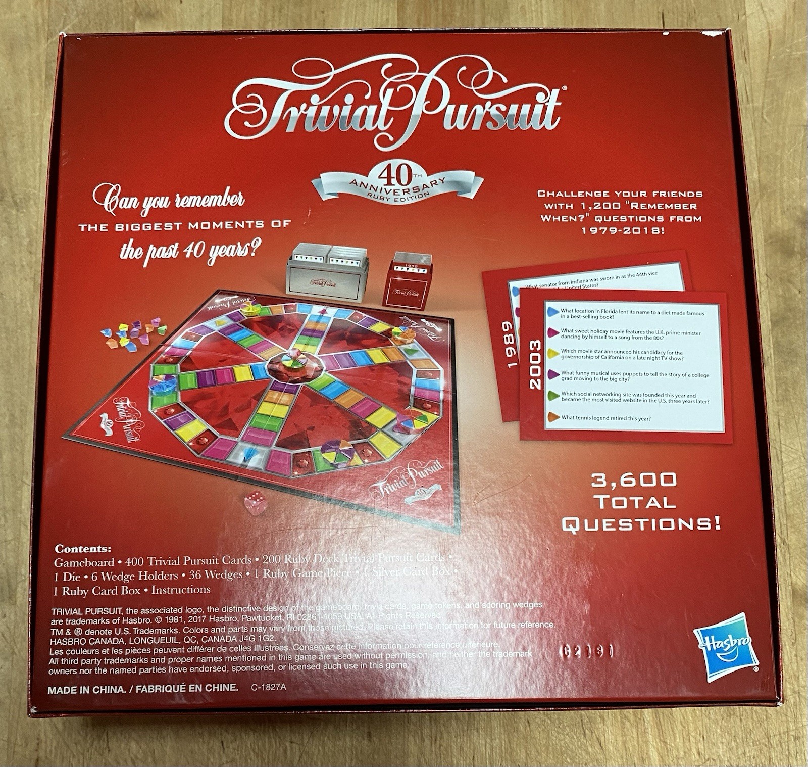 TRIVIAL PURSUIT GAME Hasbro 40th Anniversary RUBY EDITION Never Played Complete