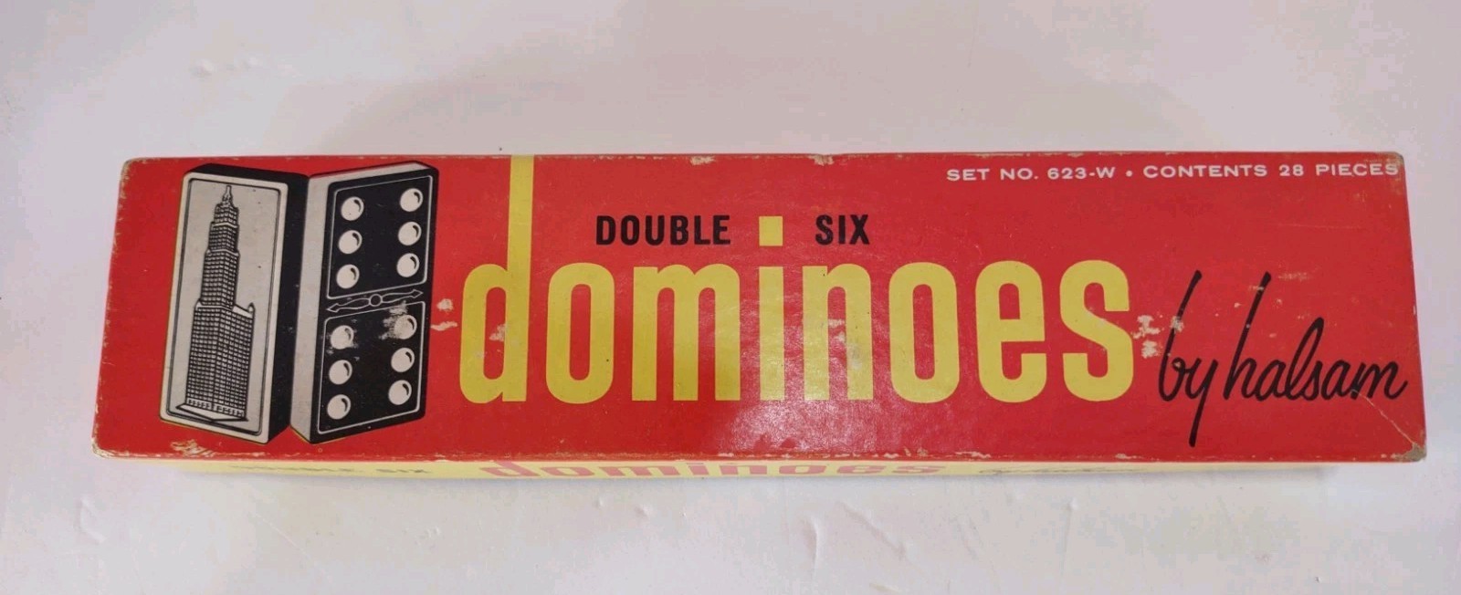 Vtg Dominoes by Halsam-Double Six Complete Set 28pc.