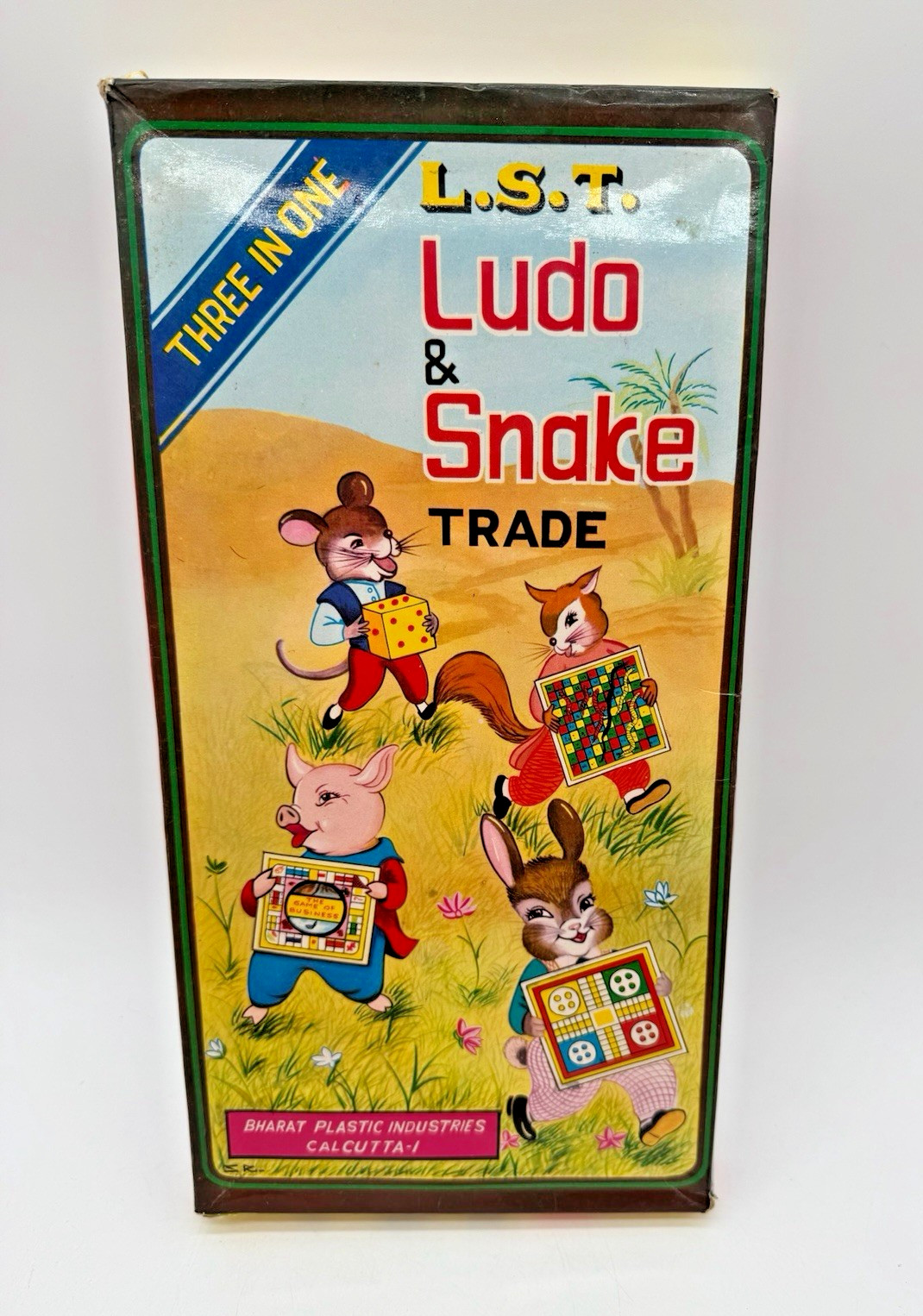 Vintage 1960s Bharat Plastic LST Ludo Snake Trade 3 in 1 Game Kids Collectible