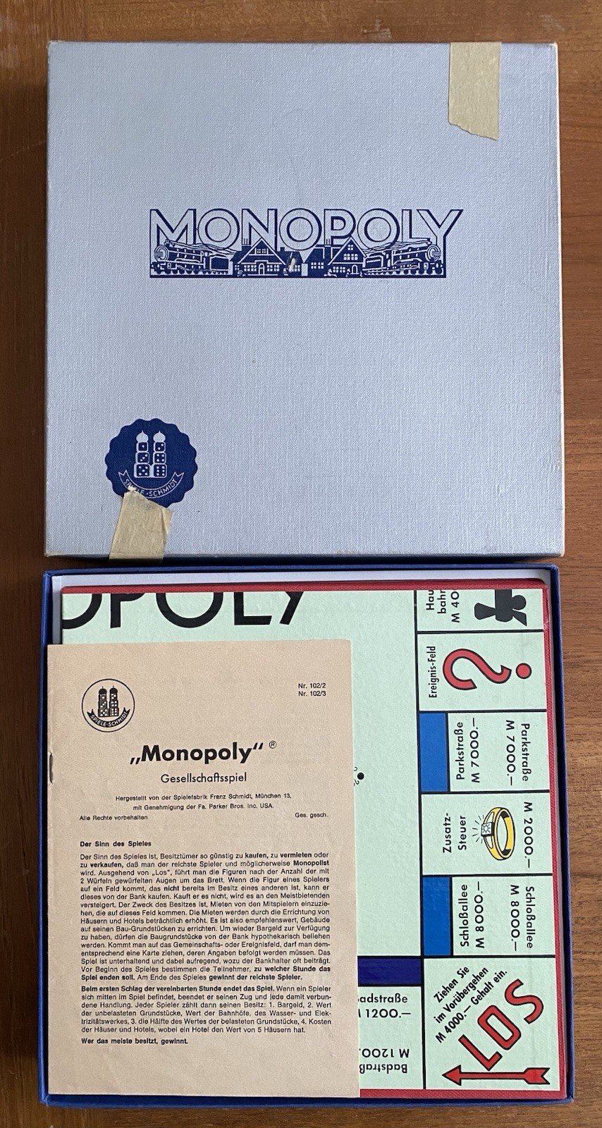 Monopoly Rare German Import 1961 Complete Wood Pcs Spiele Schmidt Excellent