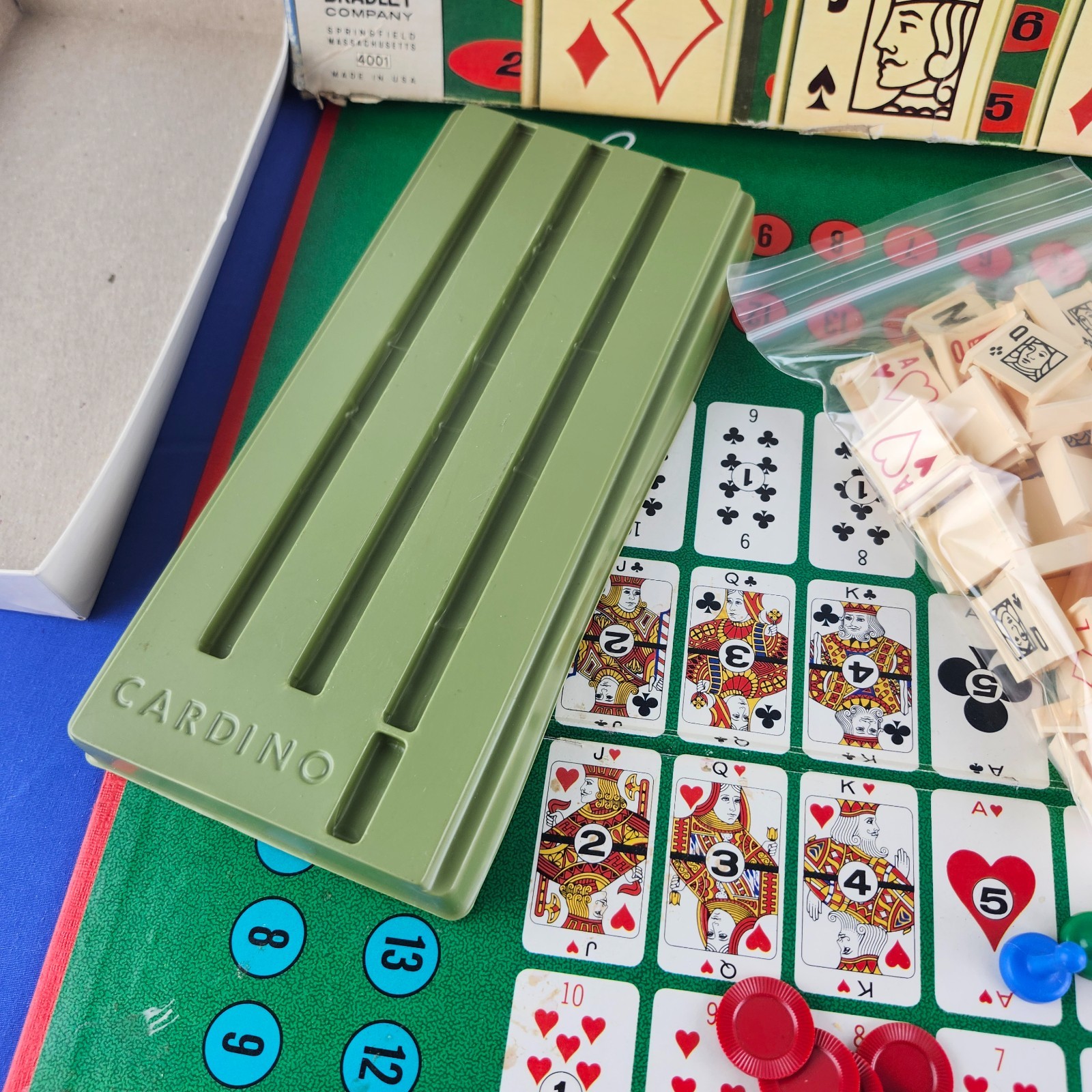 Vintage 1970 Milton Bradley CARDINO Exciting Card Tile Strategy Game!