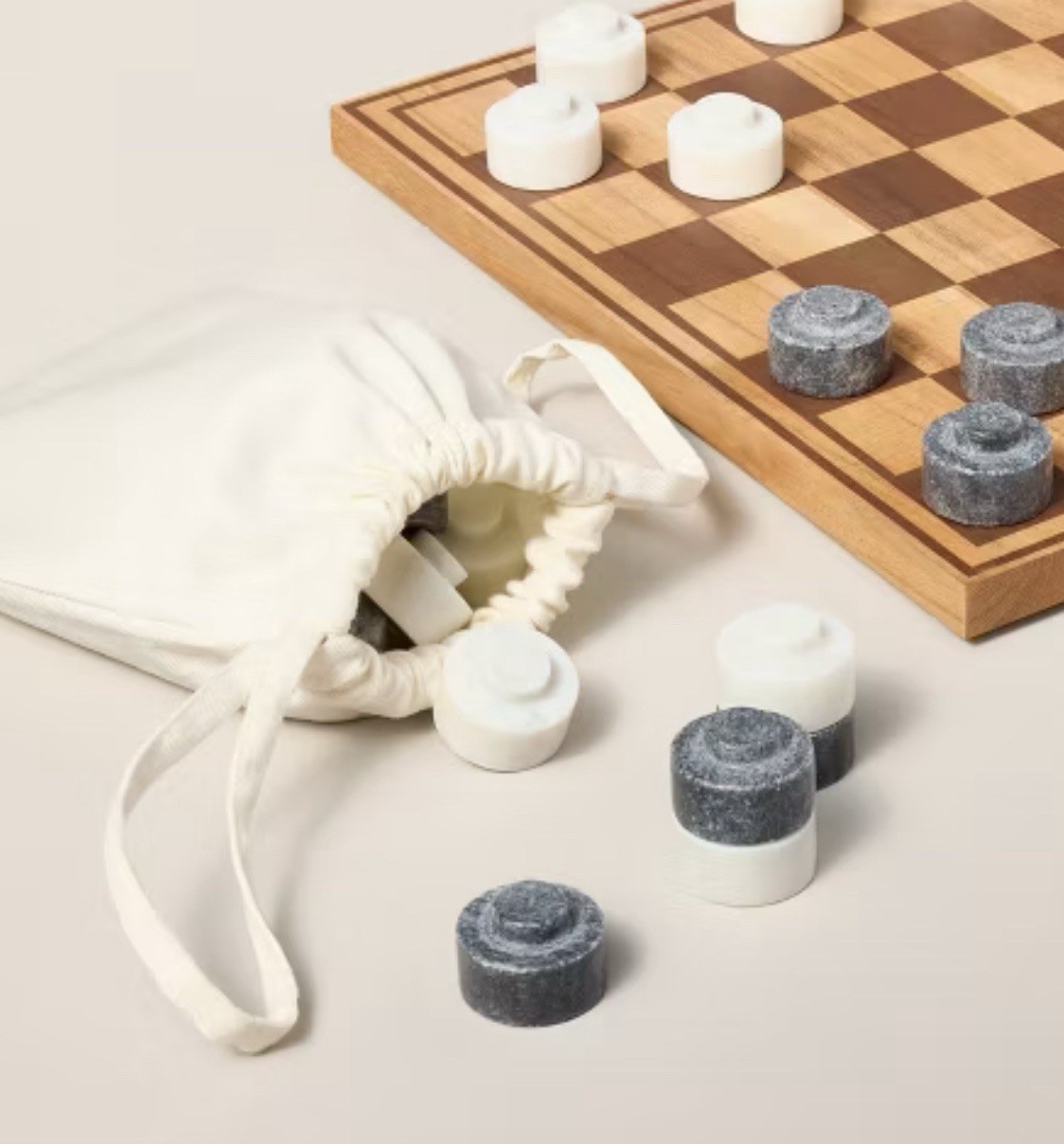 Wood & Marble Checkers Board Game Hearth & Hand with Magnolia Marble Pieces
